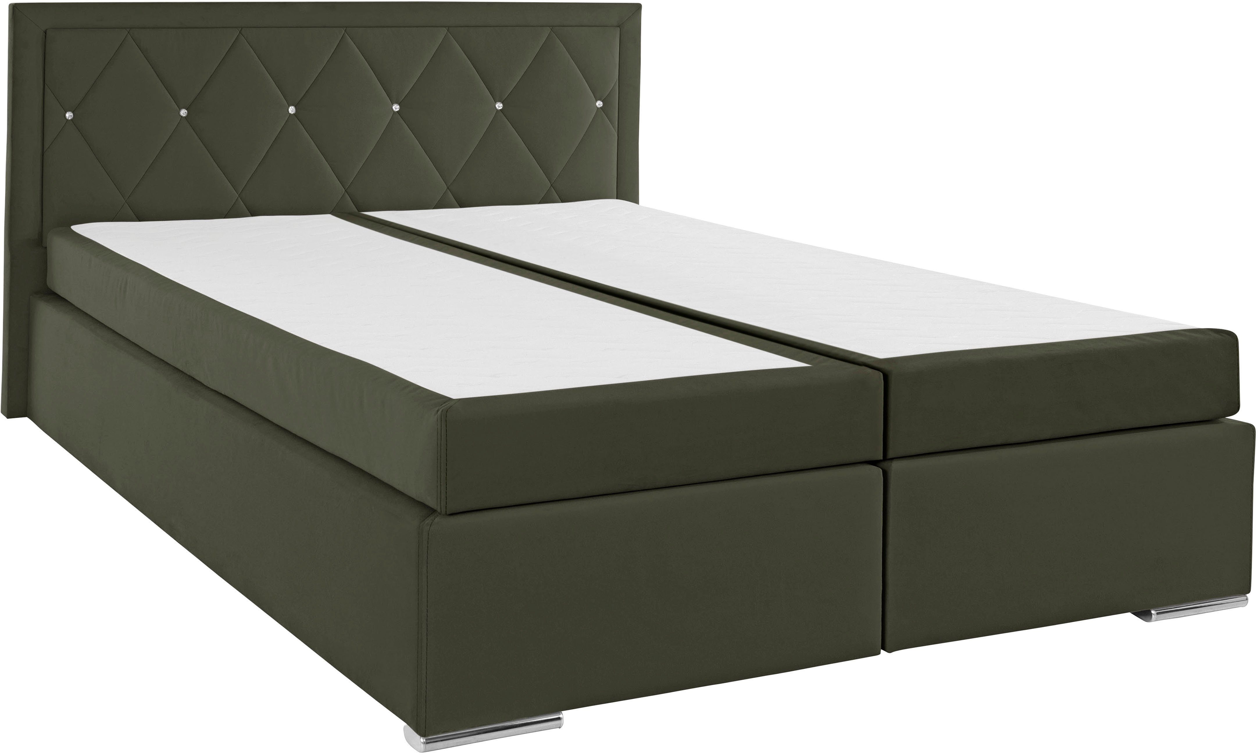 Leonique Boxspring Alfie, bestseller, optioneel met bedlade met strassteentjes in het hoofdbord, h2, h3 en h4 ter keuze