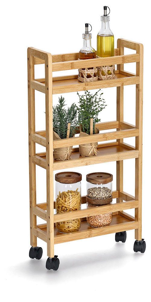 Zeller Present Trolley natuurlijk, bamboe / mdf, incl. 4 wielen
