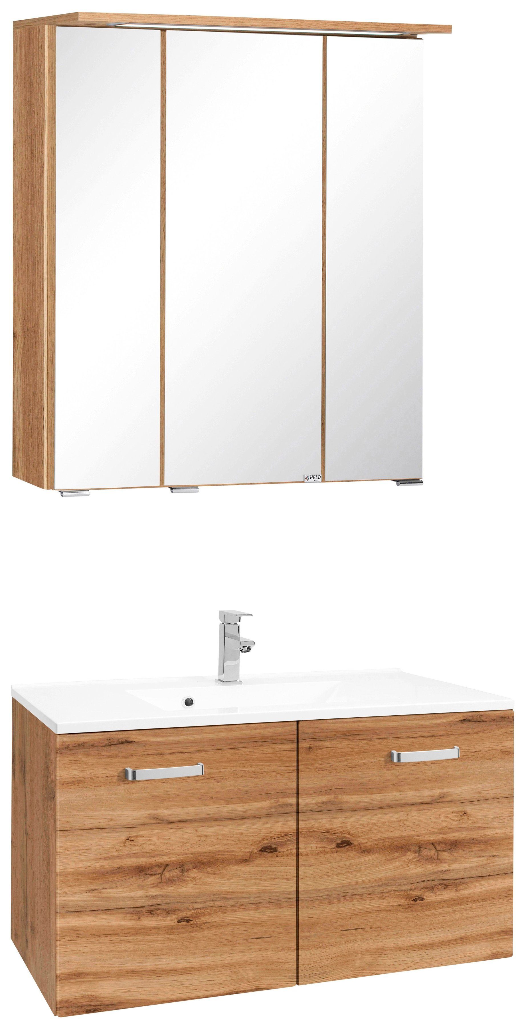 welltime Badkamerserie Ravenna Breedte 70 cm, inclusief badkamerspiegel (2-delig) badmeubelsets beige
