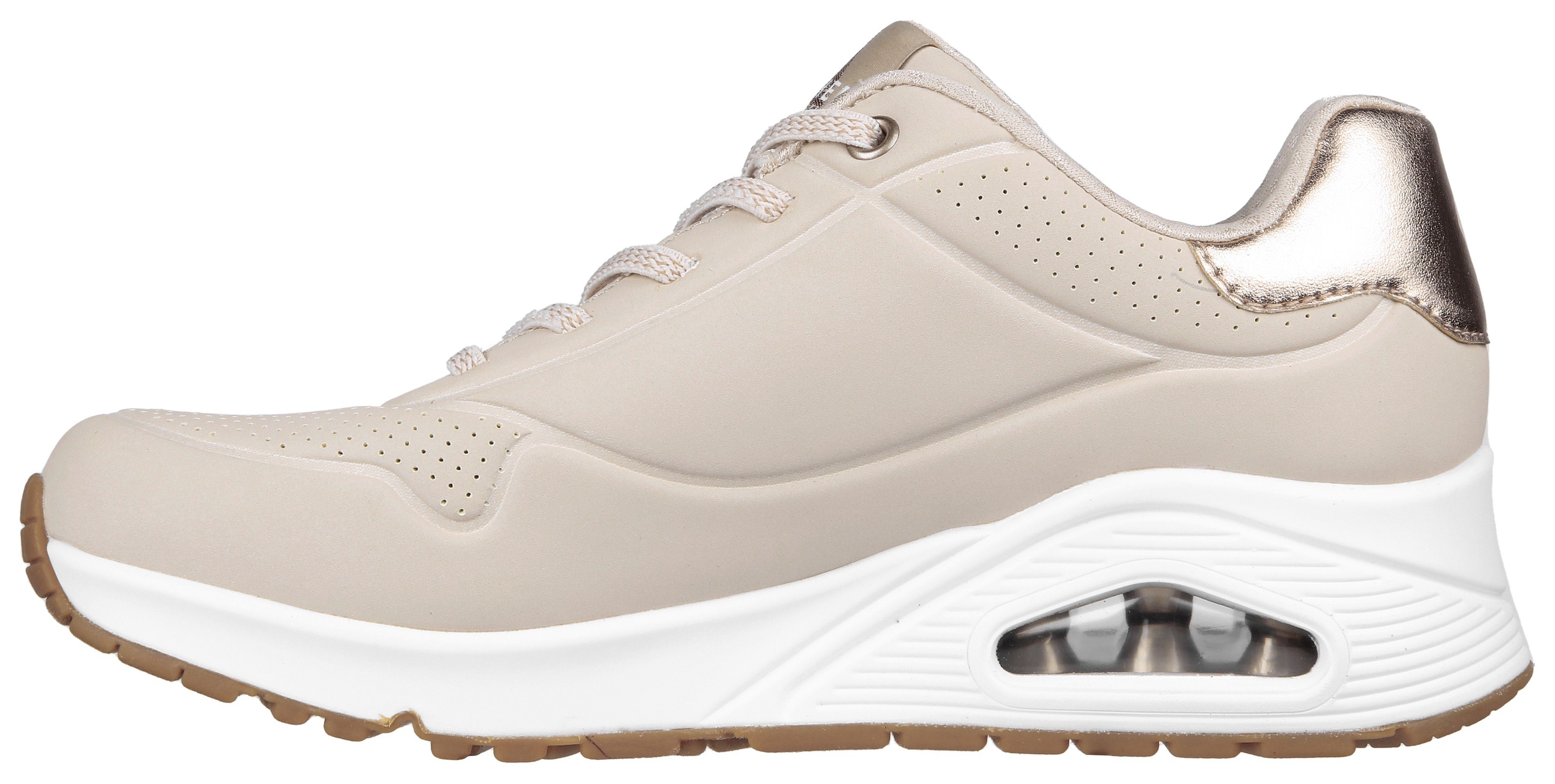Skechers Slip-on sneakers UNO SHIMMER AWAY Slipper, vrijetijdsschoen, plateau sneaker met modieuze sleehak