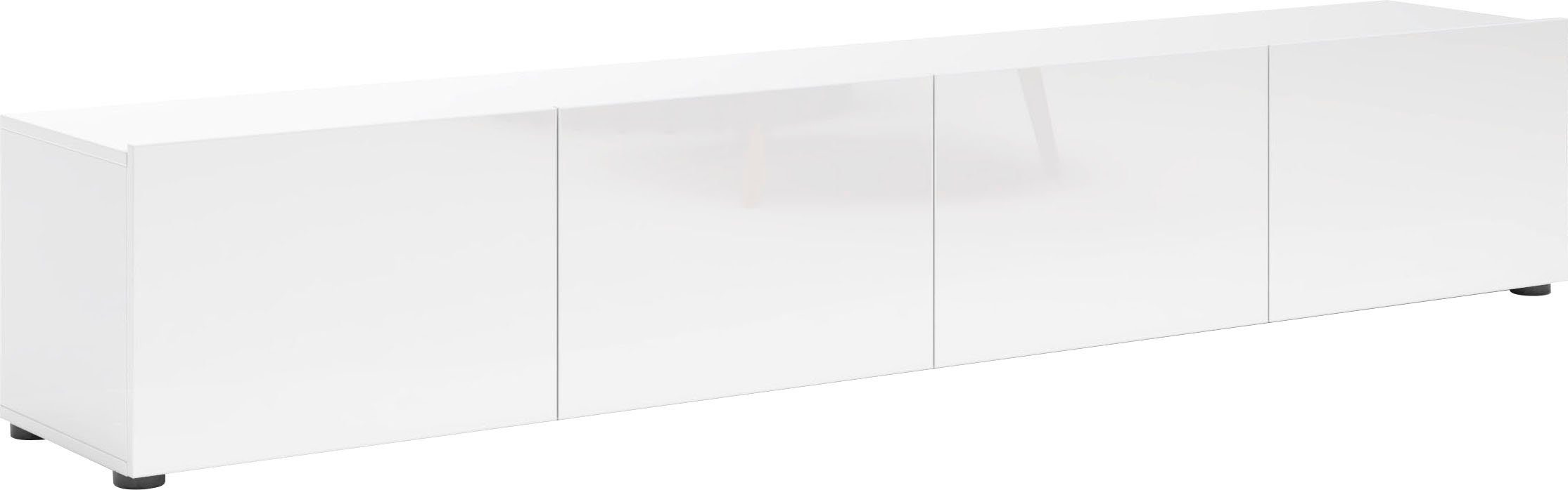 INOSIGN Tv-meubel Mister, TV-meubel, TV-bank, TV-kast, TV-meubels met 4 kleppen, volledig hoogglans gelakt, breedte 225 cm