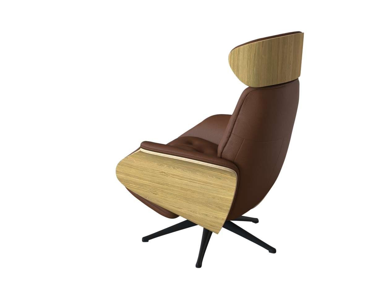 FLEXLUX Relaxfauteuil Volden praktische elektrische fauteuil Maat M, elektrische rug- en voetensteun, accu, armleuning Eiken, zwarte poot