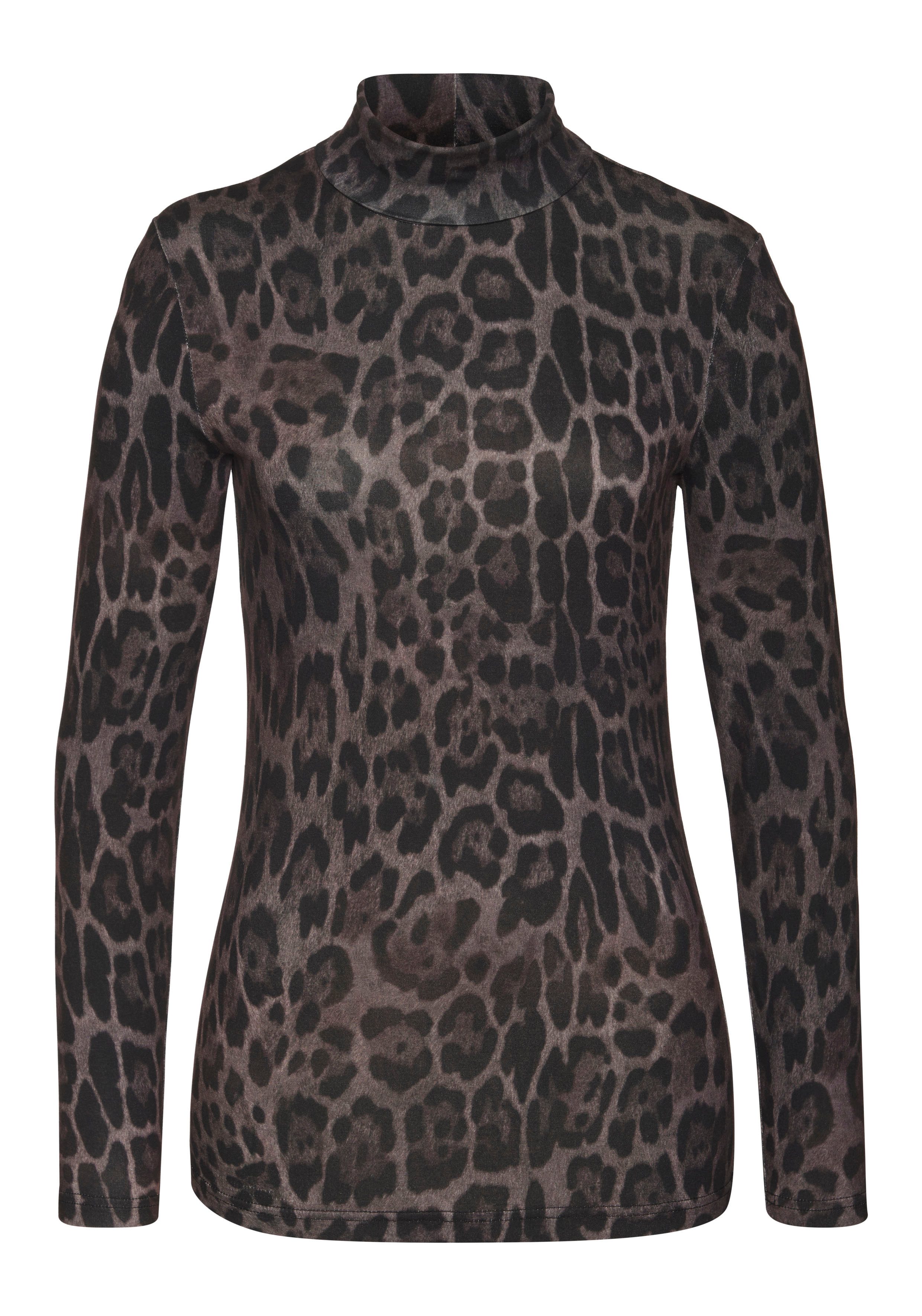 Lascana Colshirt met dierenprint, jersey shirt, modieus basic