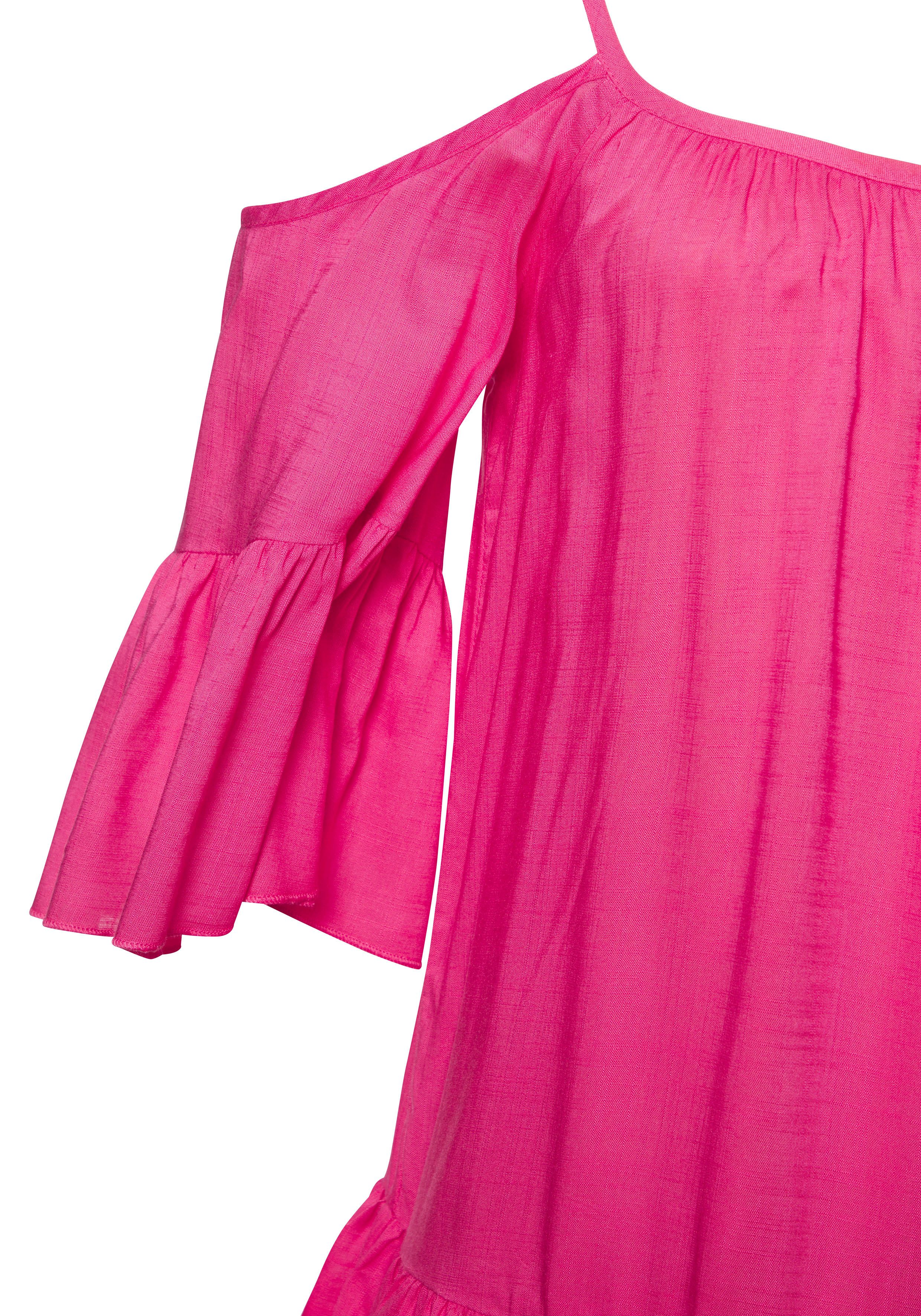 Buffalo Blouse zonder sluiting van geweven viscose damesblouse met volants korte mouw blouse
