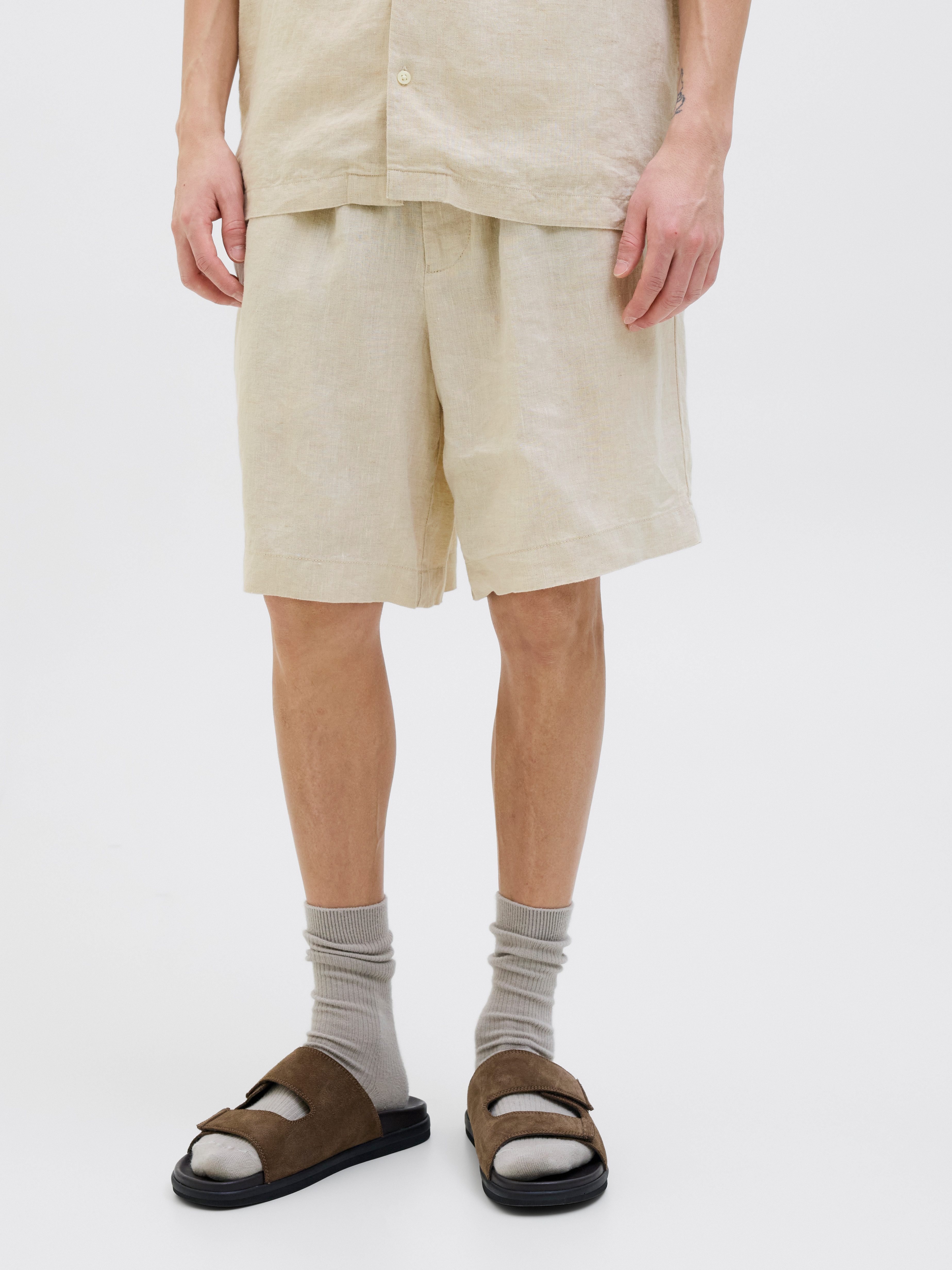 Jack & Jones Short JPSTBILL LAWRENCE LINEN SHORTS SRT LN heren bermuda broeken maat L grijs