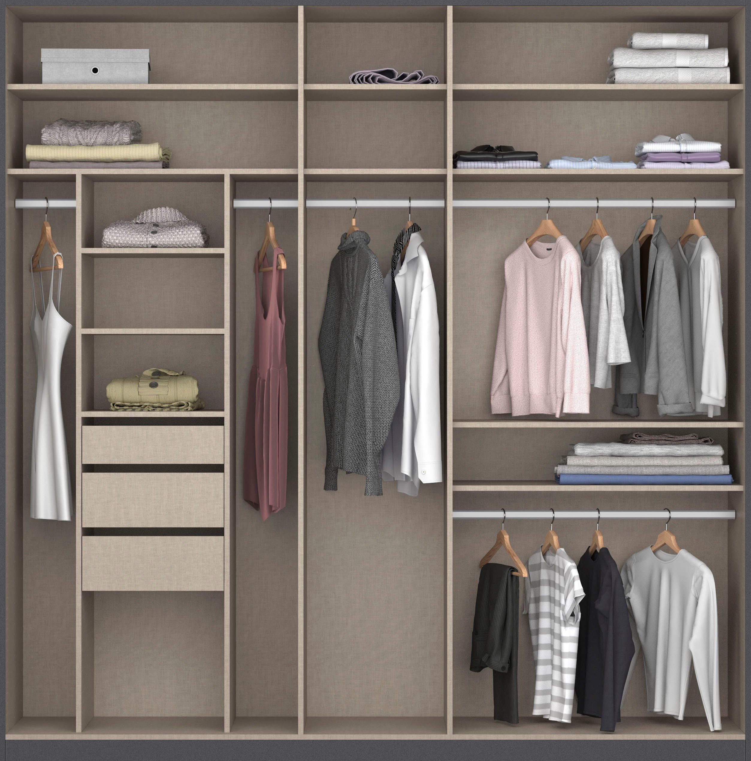 rauch Draaideurkast Kledingkast kast garderobe TOPSELLER OTELI incl. binnenindeling met 3 binnenlades extra planken optioneel met spiegel made in germany