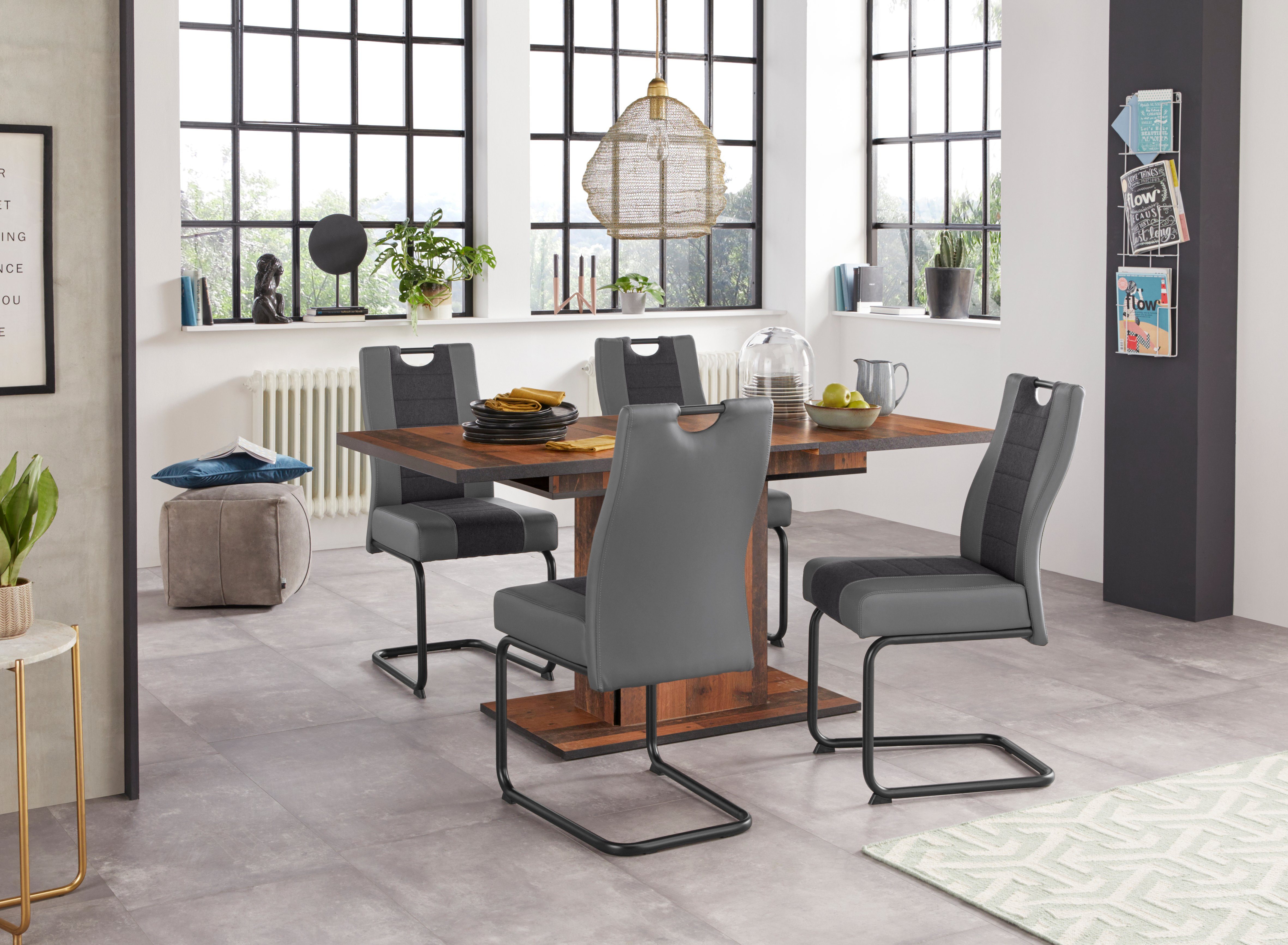 HELA Eethoek bestaand uit 4x stoel erika & 1x tafel ariana uittrekbaar (set, 5-delig)