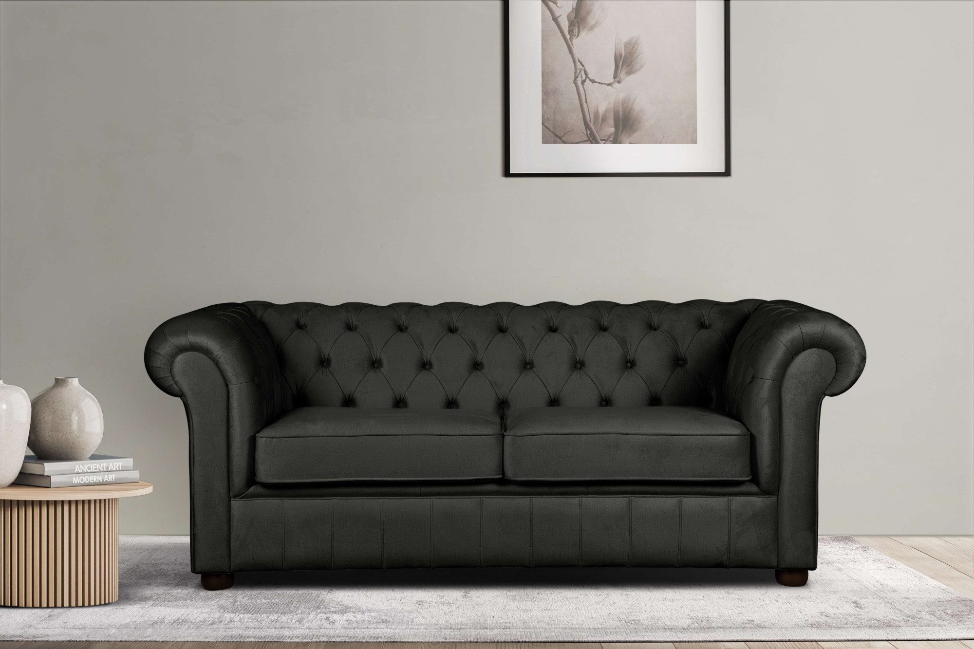 Home affaire 3-zitsbank CHARENTE, optionele slaapbank, Chesterfield-sofa, bedfunctie met edele knoopbevestiging en typische armleuningen, b/d/h 198/89/74 cm