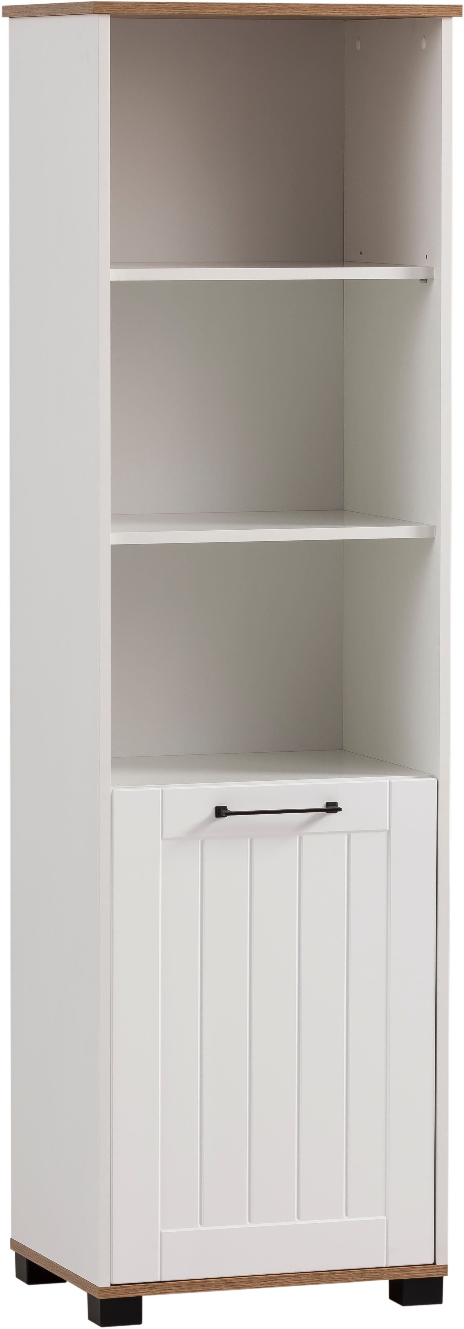 Schildmeyer Archiefkast Jelda in landhuis-look, bovenblad met voelbare houtstructuur, hoogte 177,5 cm bijzetkastjes wit