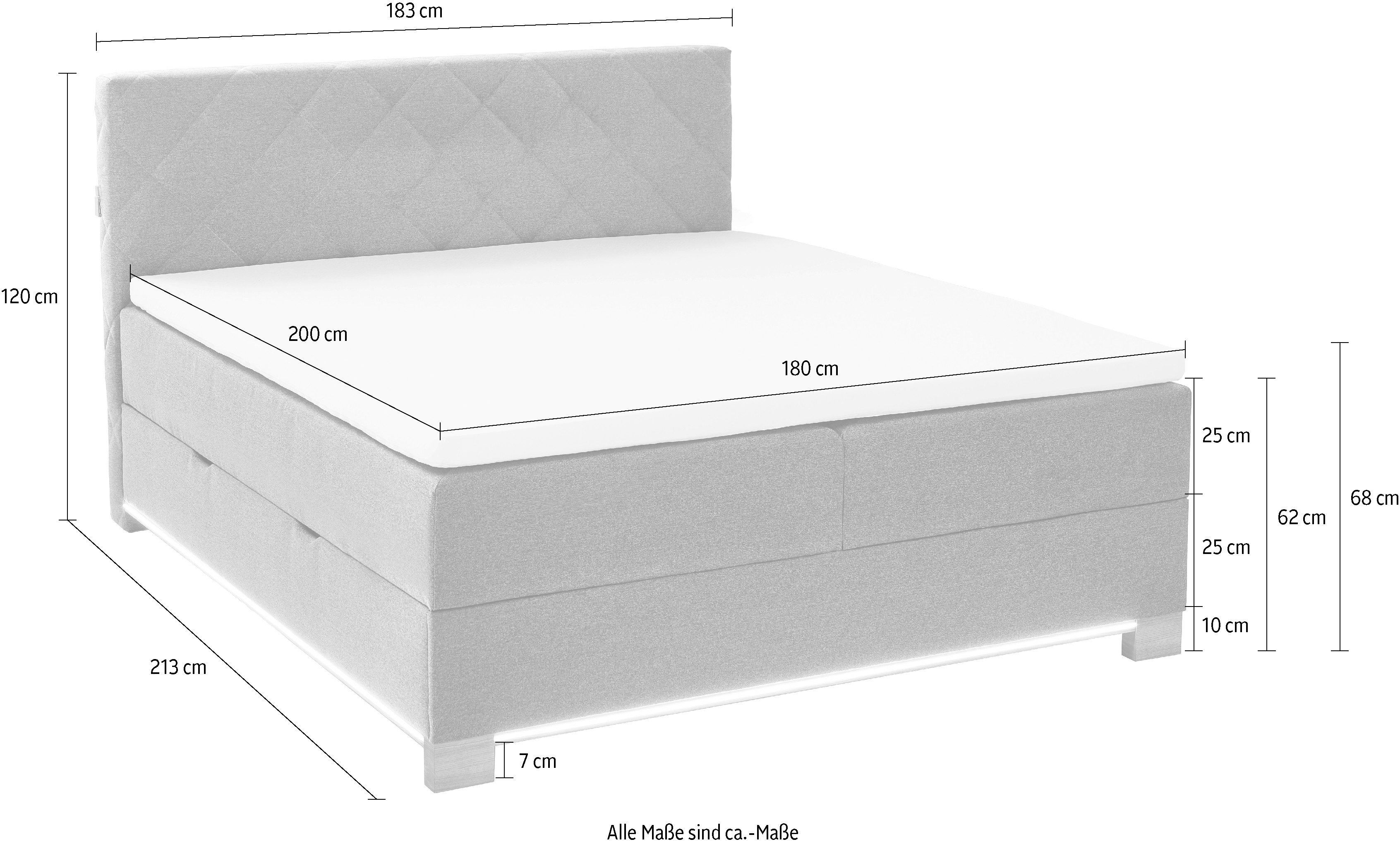 meise.möbel Boxspring Messina met bedkist, ledverlichting en topmatras