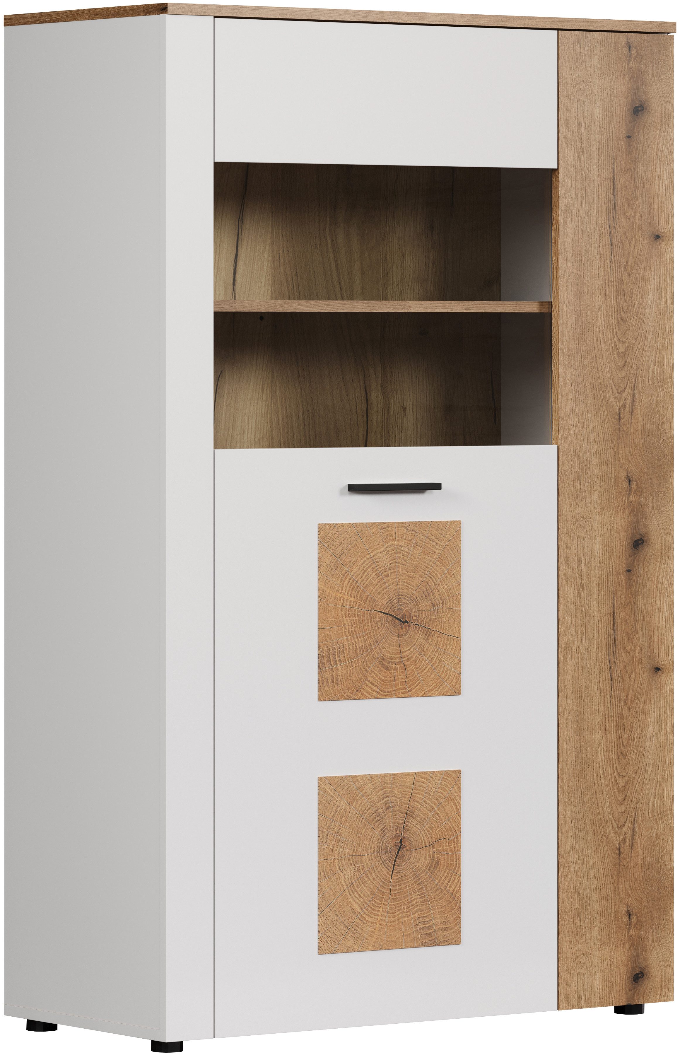 INOSIGN Staande vitrinekast Linz Opbergvitrine met elegante eindhouttoepassingen - 90/42/146 cm (1 stuk)