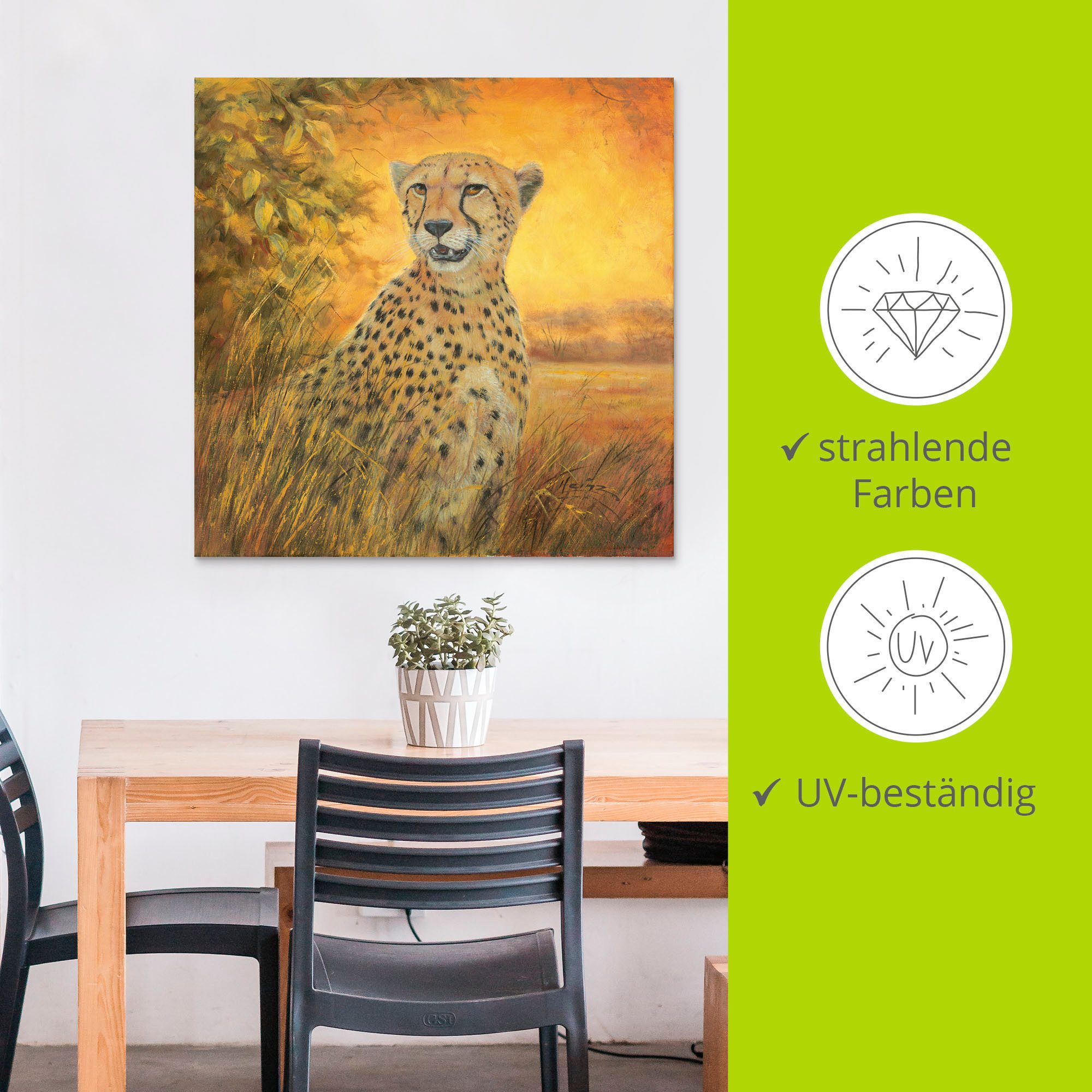 Artland Artprint Portret cheeta als artprint van aluminium, artprint voor buiten, poster in diverse formaten