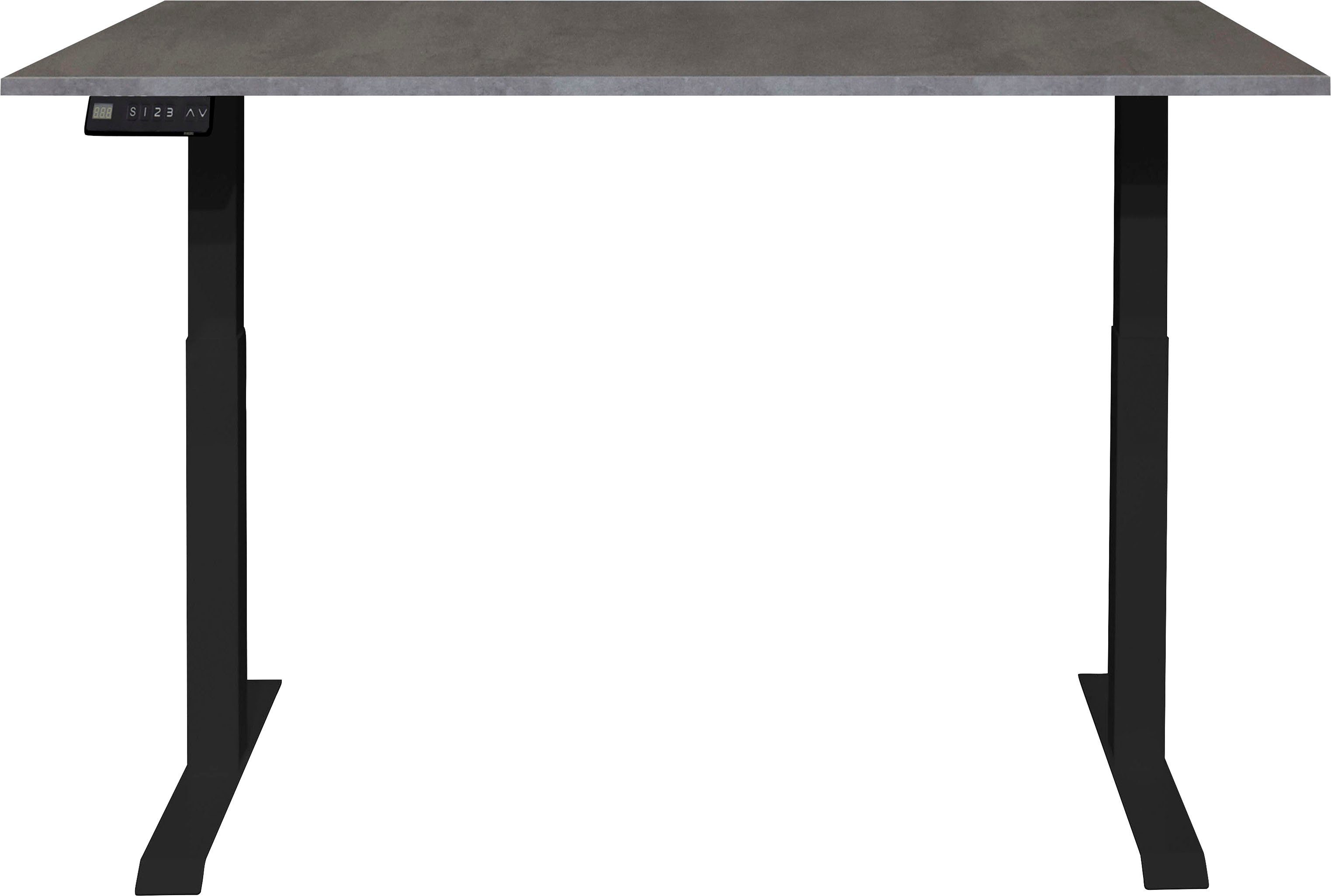 Mäusbacher Bureau Big System Office, bureau, kantoortafel Breedte 120 cm, elektrisch in hoogte verstelbaar, eik zaaggrijs
