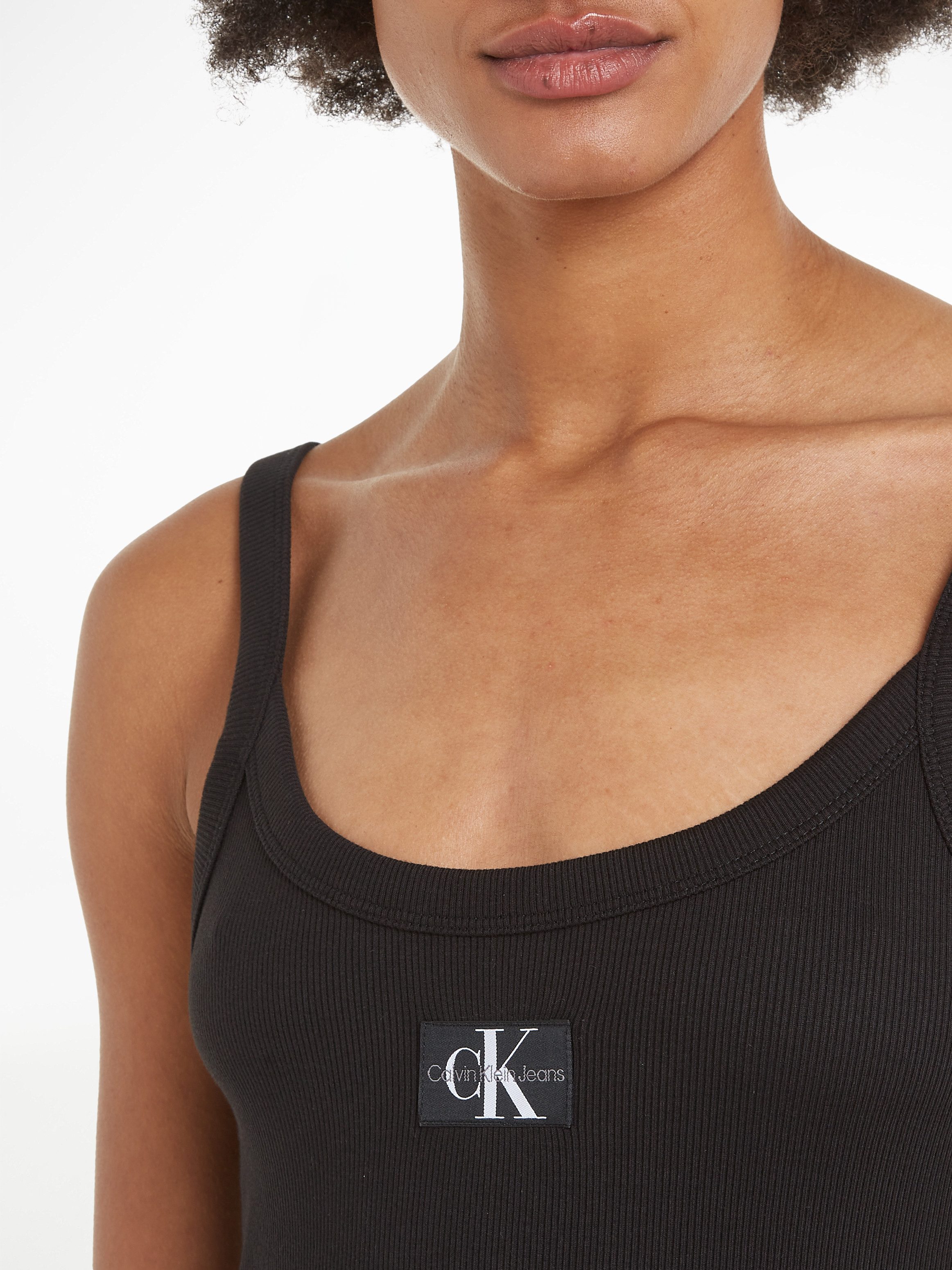 Calvin Klein Jurk met bandjes WOVEN LABEL RIB TANK DRESS
