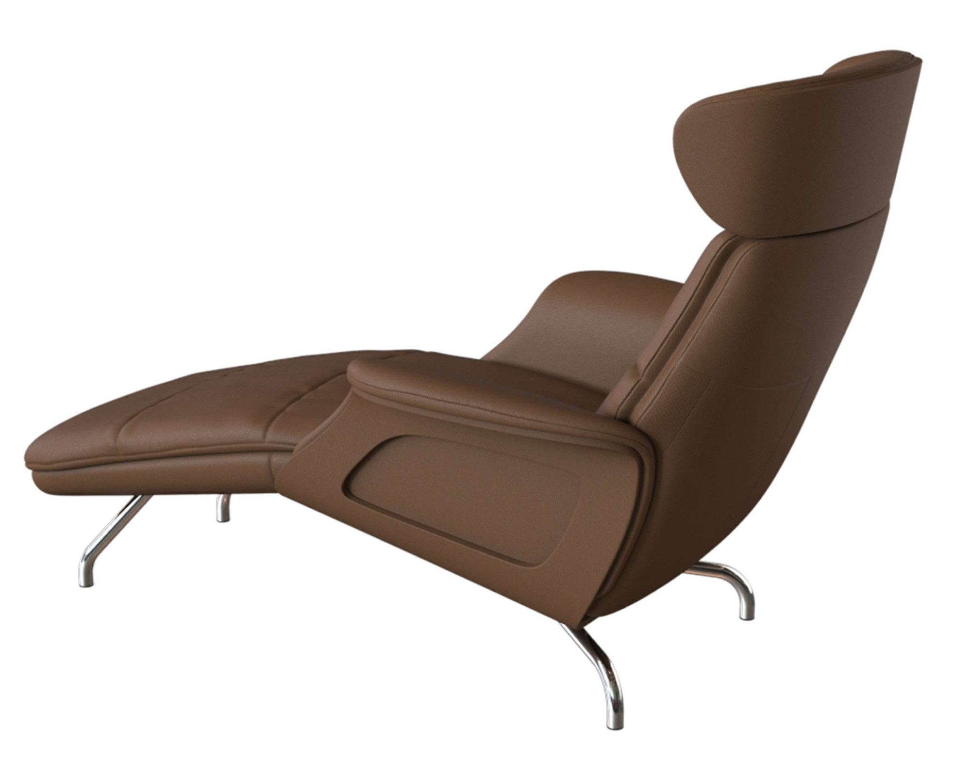 FLEXLUX Loungestoel Clement chaise longue, relaxstoel, ligstoel Rug- en hoofdsteunverstelling, armleuning gepolsterd geolied, voet van aluminium