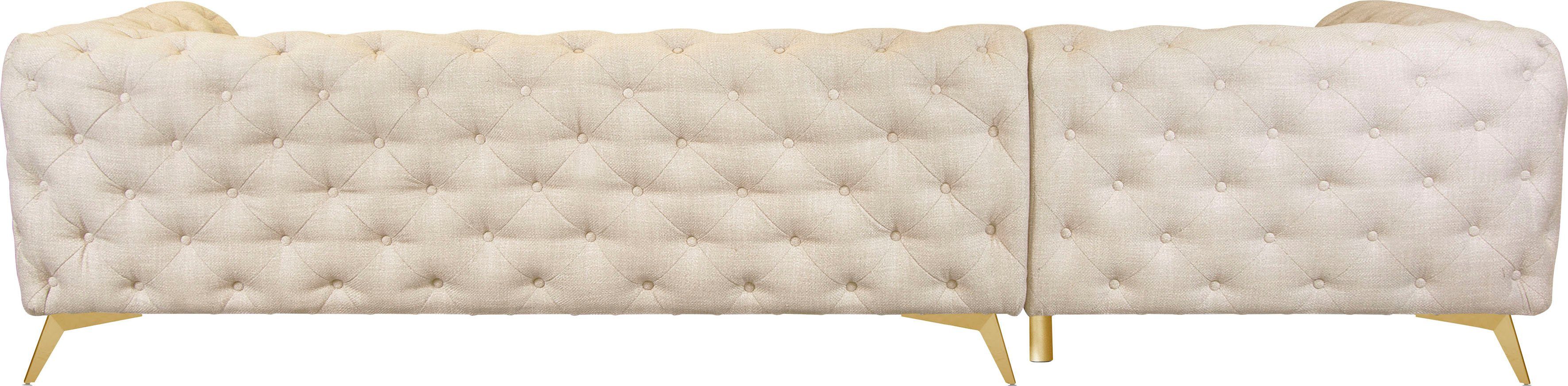 Leonique Chesterfield-bank Glynis L-vorm luxueuze capitonnage, moderne chesterfield look, kleur van de poten ter keuze