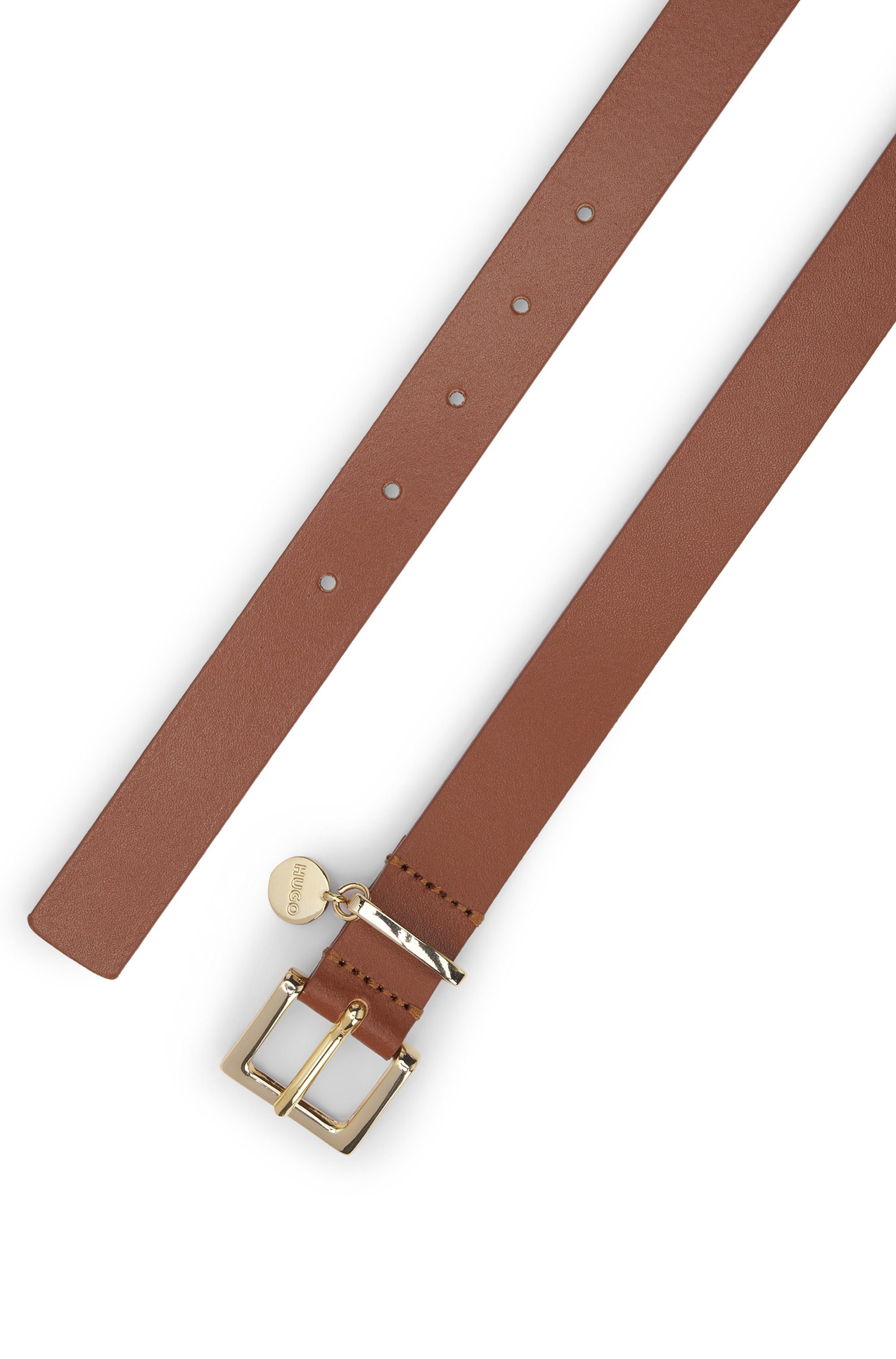 HUGO Leren riem Amelia-G_Sz25 Stijlvolle sluiting met logo hanger