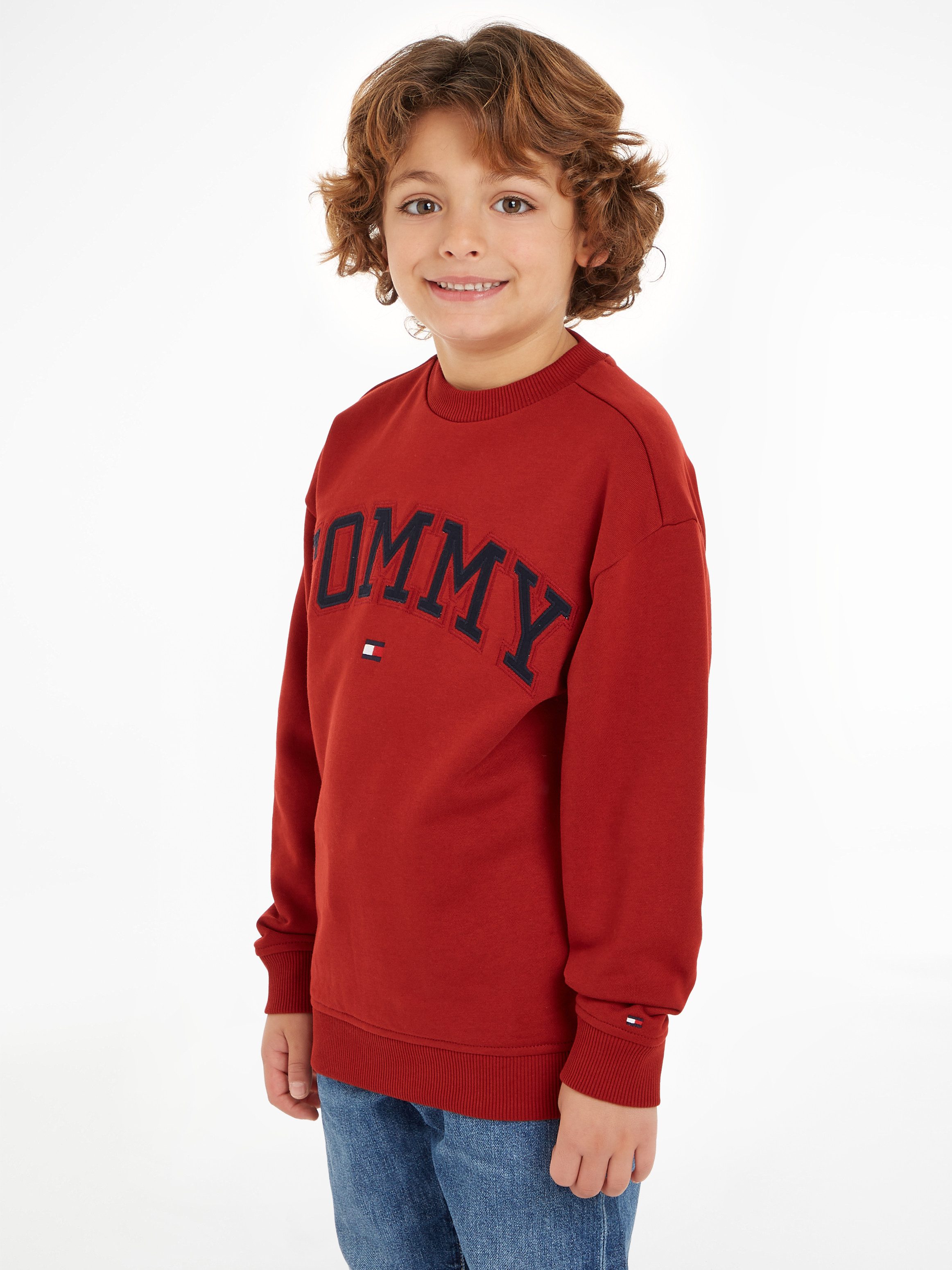 Tommy Hilfiger sweater met logo rood Logo 110 | Sweater van