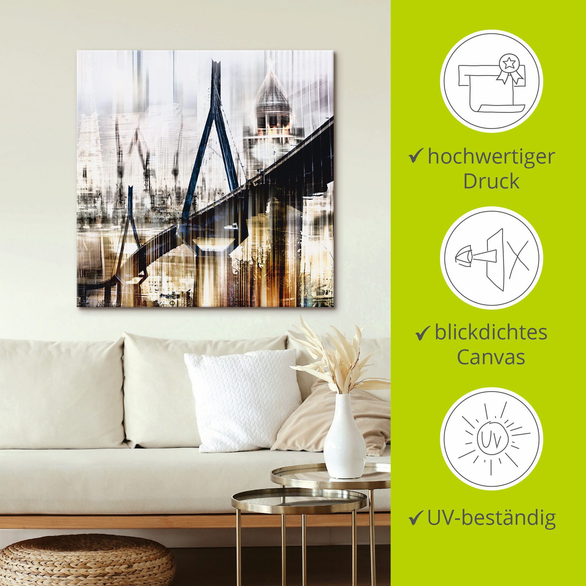 Artland Artprint Hamburg Skyline collage III als artprint op linnen, muursticker in verschillende maten
