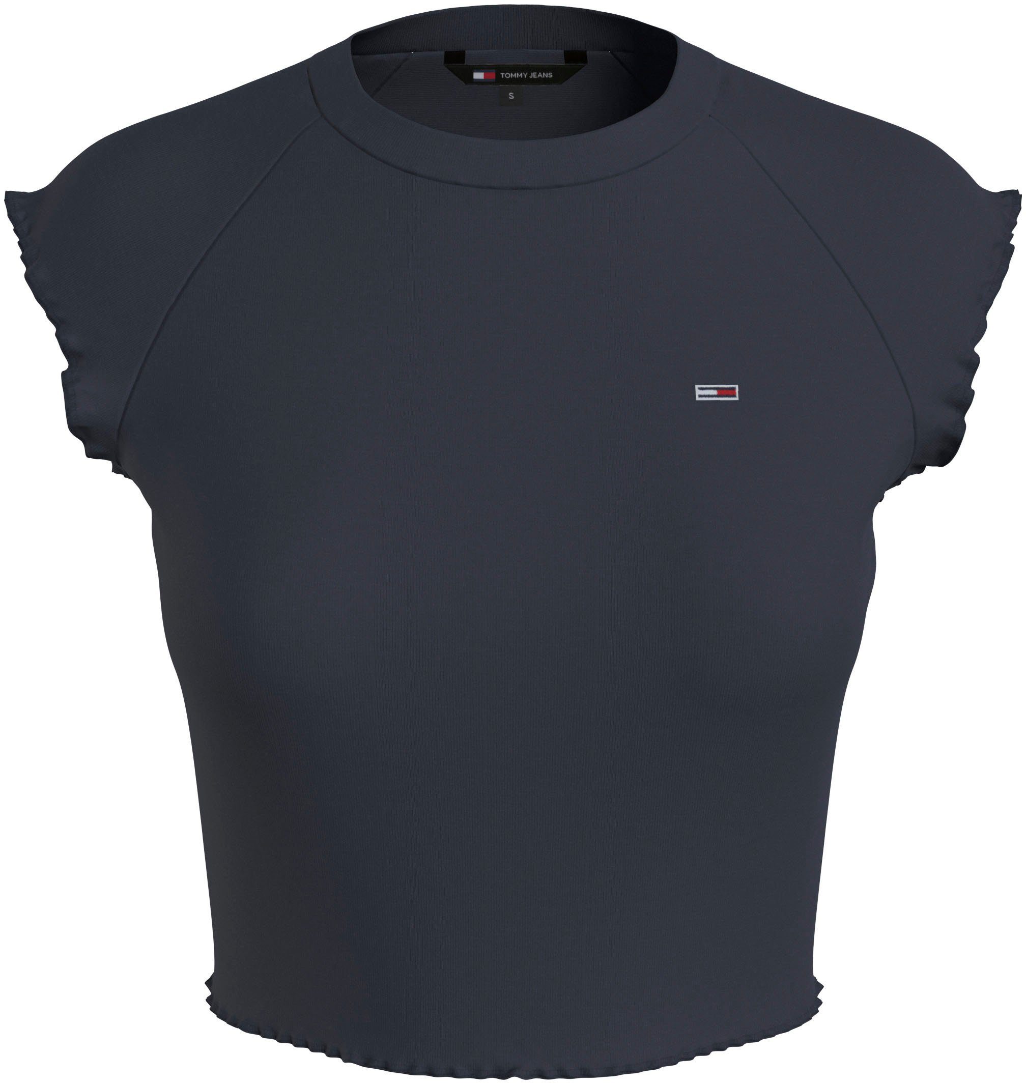 TOMMY JEANS T-shirt TJW SLIM CRP BABYLOCK RIB TEE met geschulpte manchetten & zoom