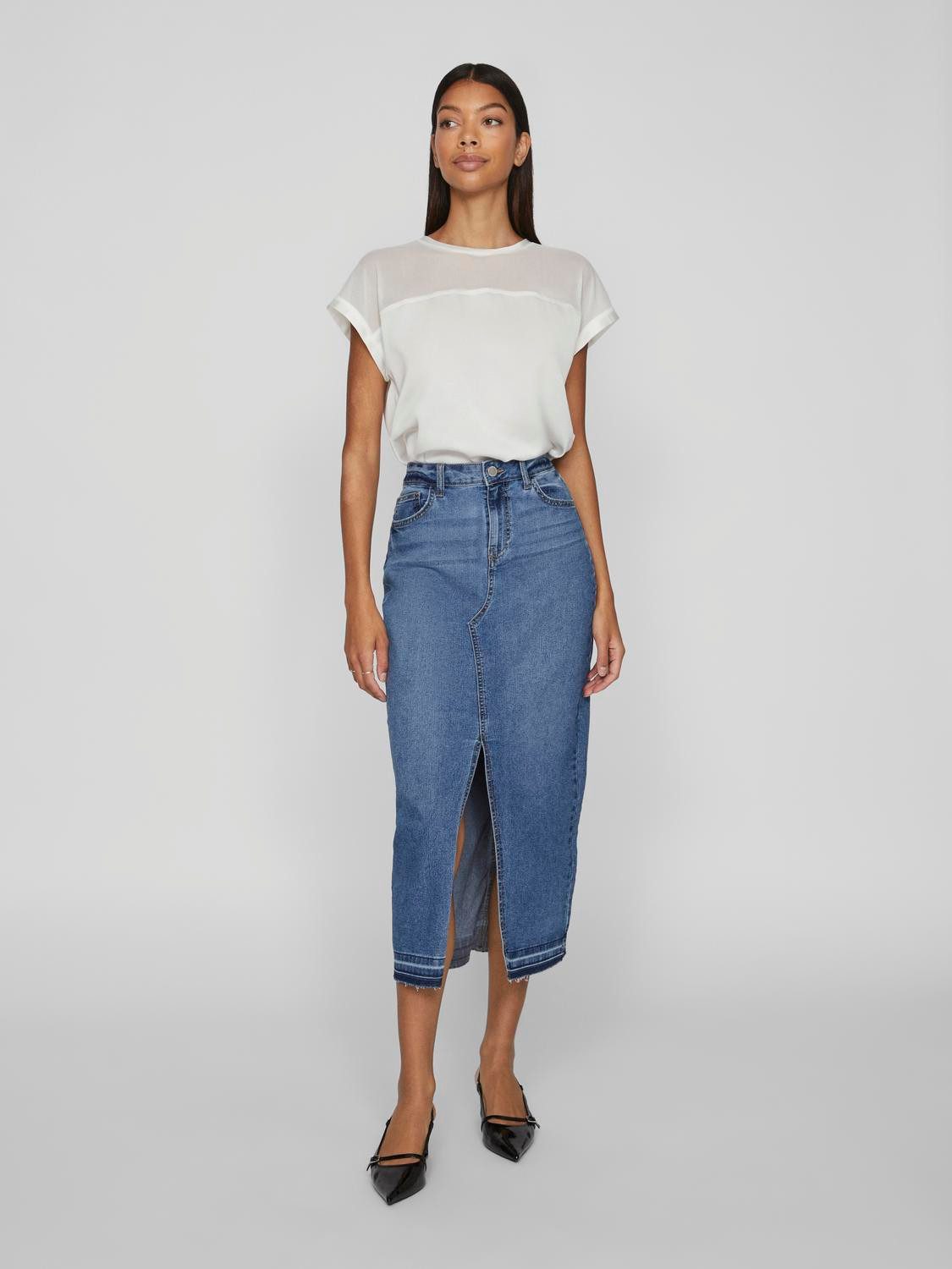 Vila Shirt met korte mouwen VIELLETTE O-NECK S/S MESH TOP - NOOS