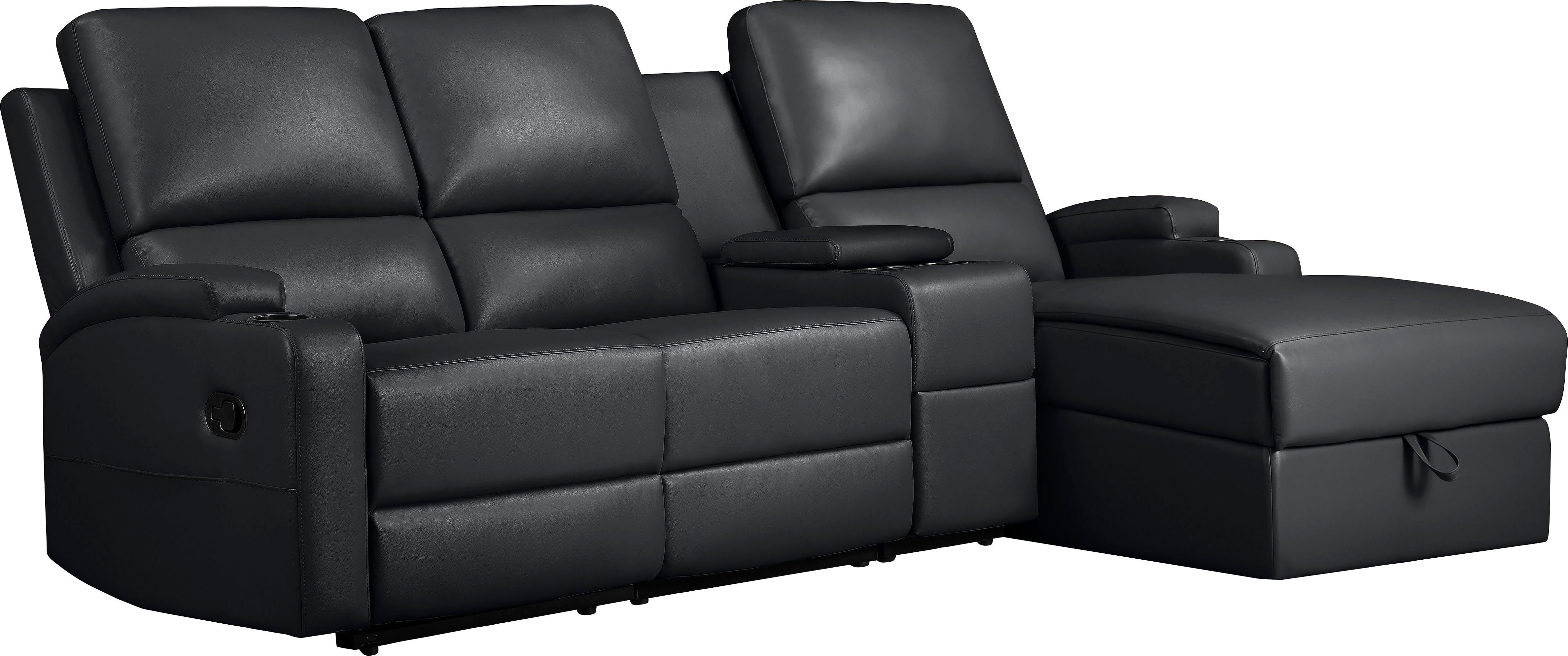 Home affaire Hoekbank Napori multimediabank, 3 bioscoopstoelen XXL, L-model, Bioscoopbank met relaxfunctie, bekerhouder, opbergvak en opbergbox