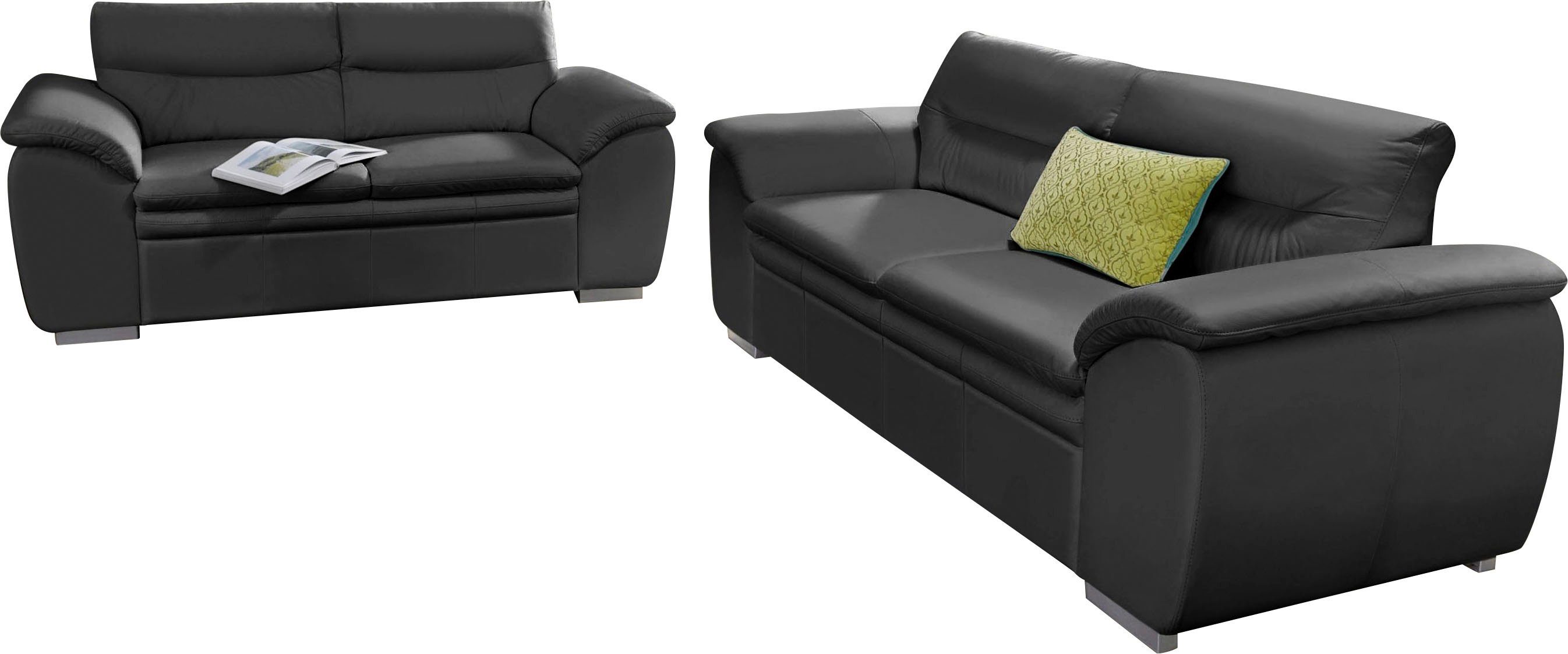 COTTA Zithoek Leandra Set: bestaand uit 2,5- en 2-zitsbank zwart, zithoeken