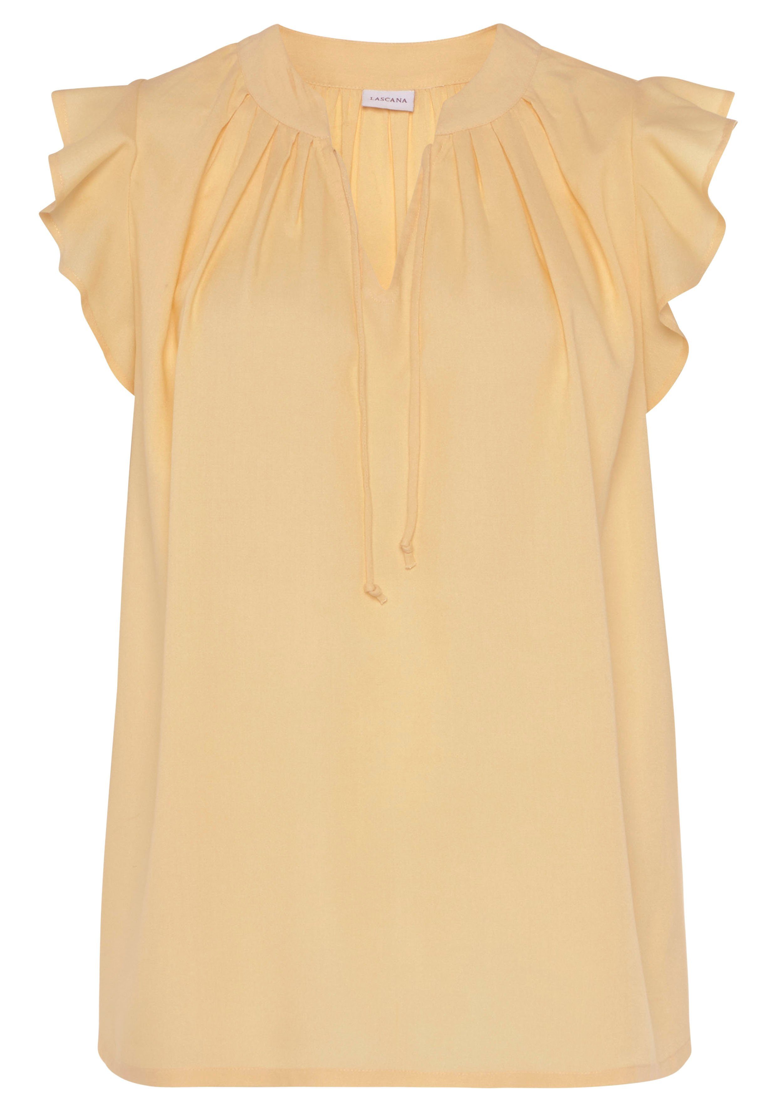 Lascana Blouse zonder sluiting met ruches-mouwen, korte mouwen blouse, elegant