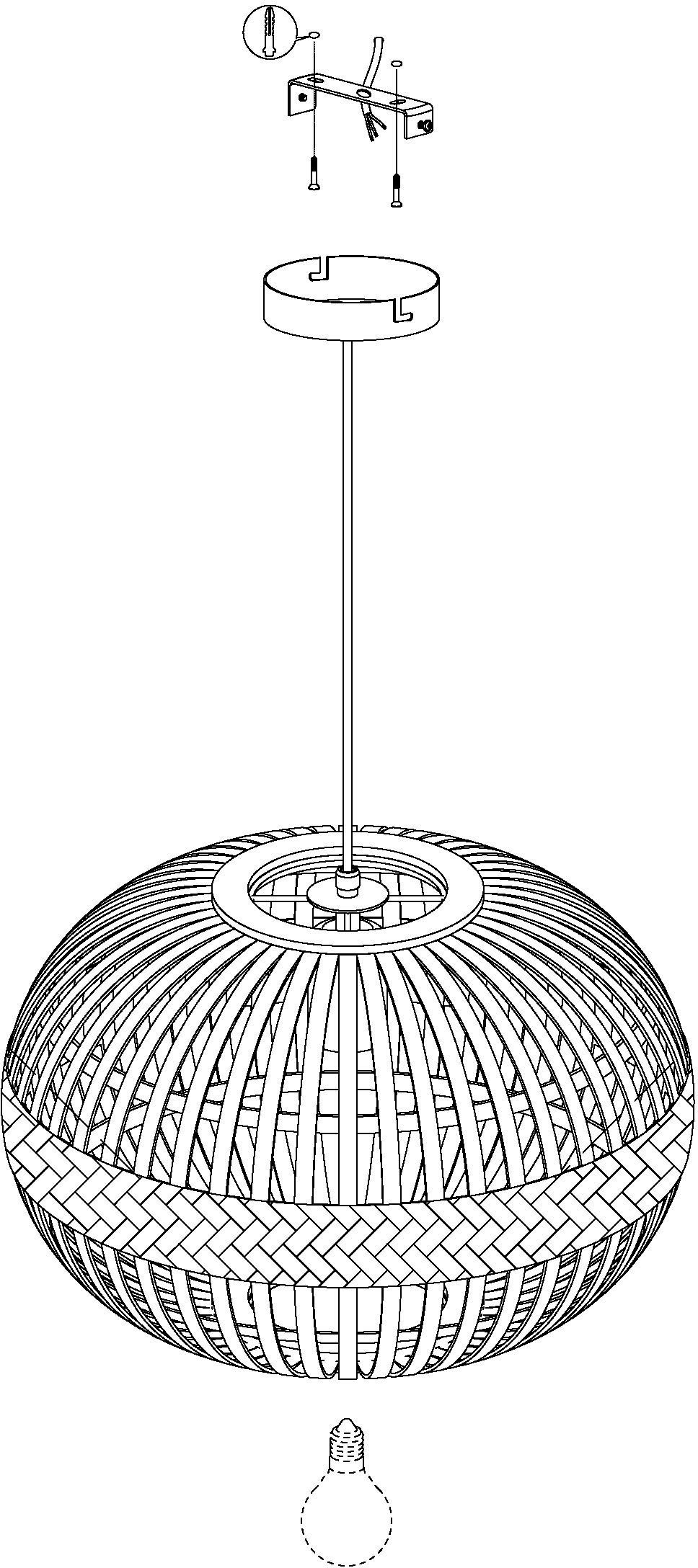 EGLO Hanglamp AMSFIELD Boho hanglamp eettafel, eetkamerlamp, hanglamp, E27, Ø 38 cm