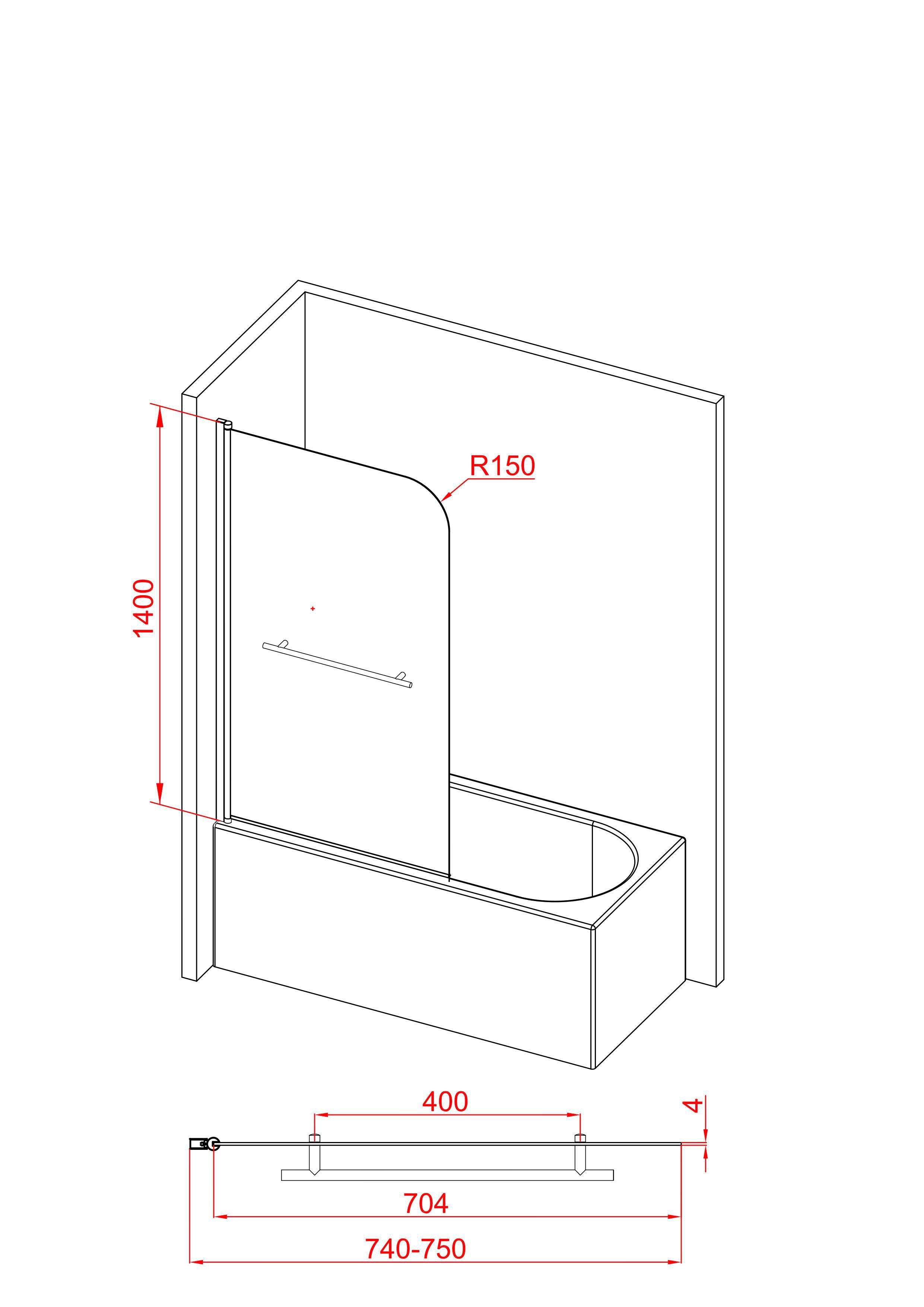 Marwell Badscherm Factory, 75 cm x 3 cm (1-delig)