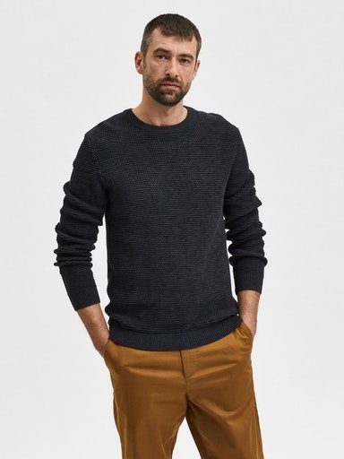 SELECTED HOMME Trui met ronde hals SLHVINCE LS KNIT BUBBLE CREW NECK NOOS heren pullovers maat XXL groen