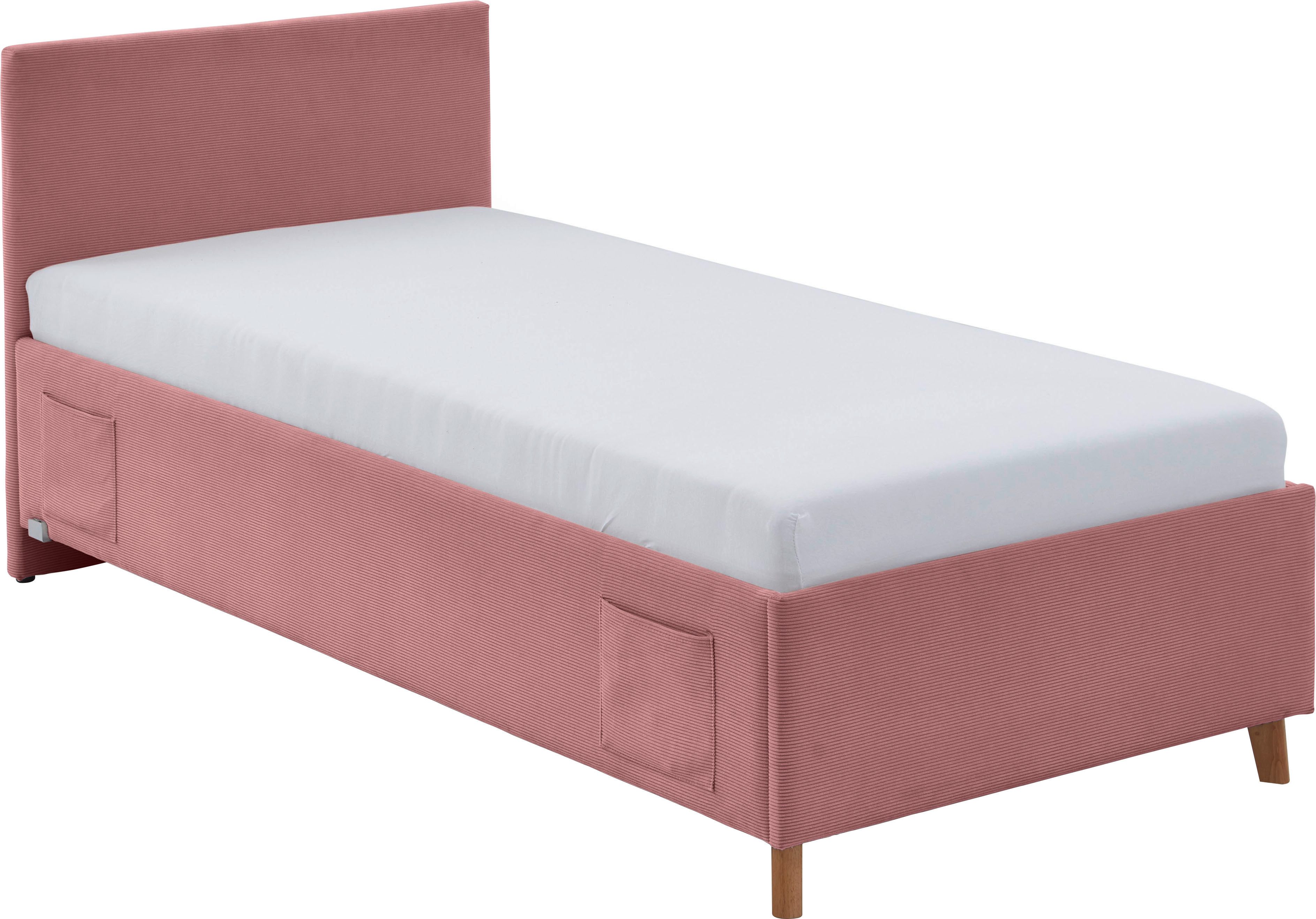 meise.möbel Kinderledikant Blauw Bekleed bed naar keuze met bedkist, tienerbed inclusief USB-aansluiting