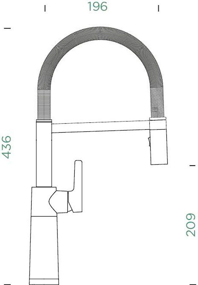 Schock Keukenkraan SC-550 Feestuitloop, straal-douche, terugstroombegrenzer, draaibereik 150°