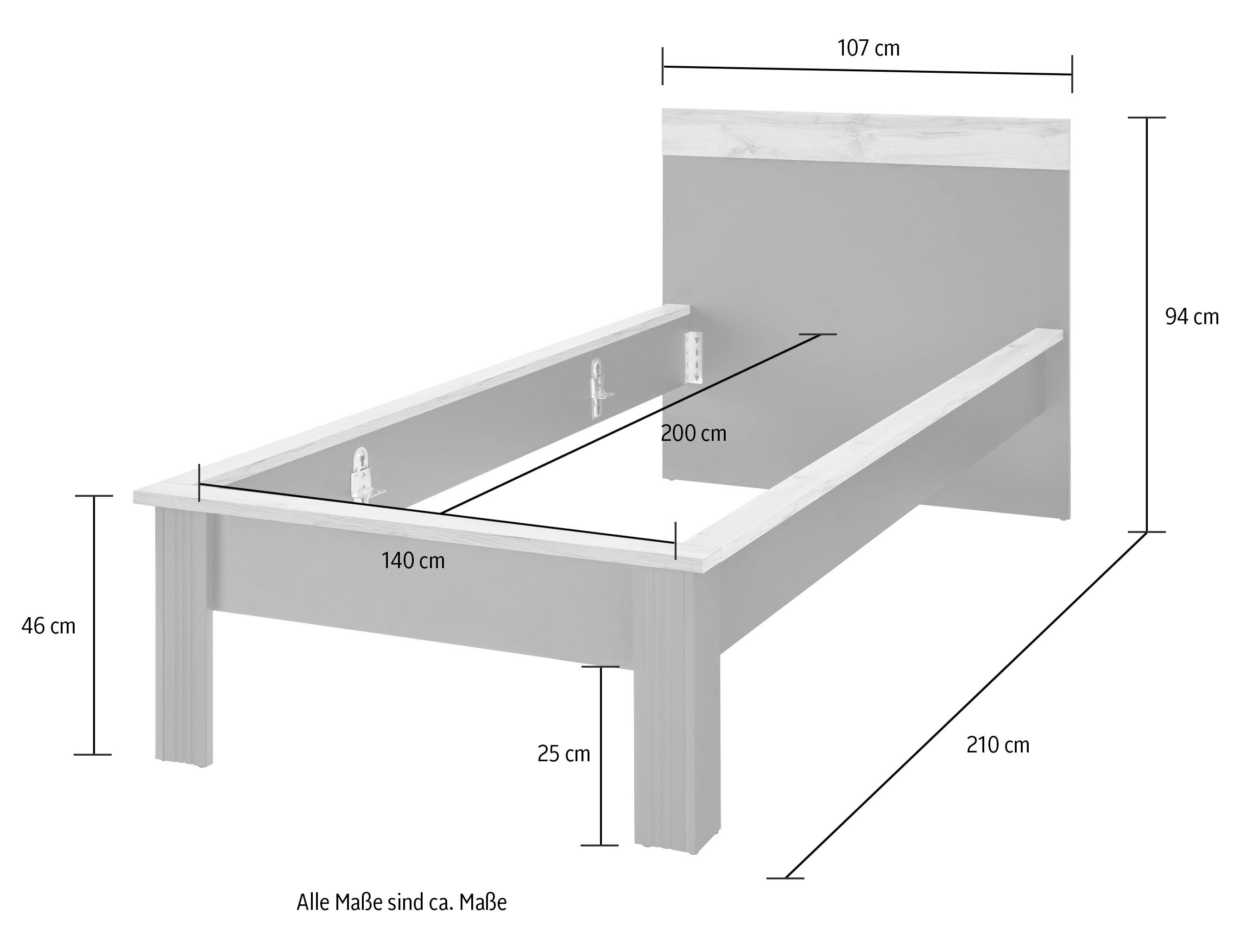 Home affaire 1-persoonsledikant WESTMINSTER bed in landelijke stijl, tweepersoonsbed, bedframe in verschillende kleuren beschikbaar, ligoppervlak 90/140/180x200 cm