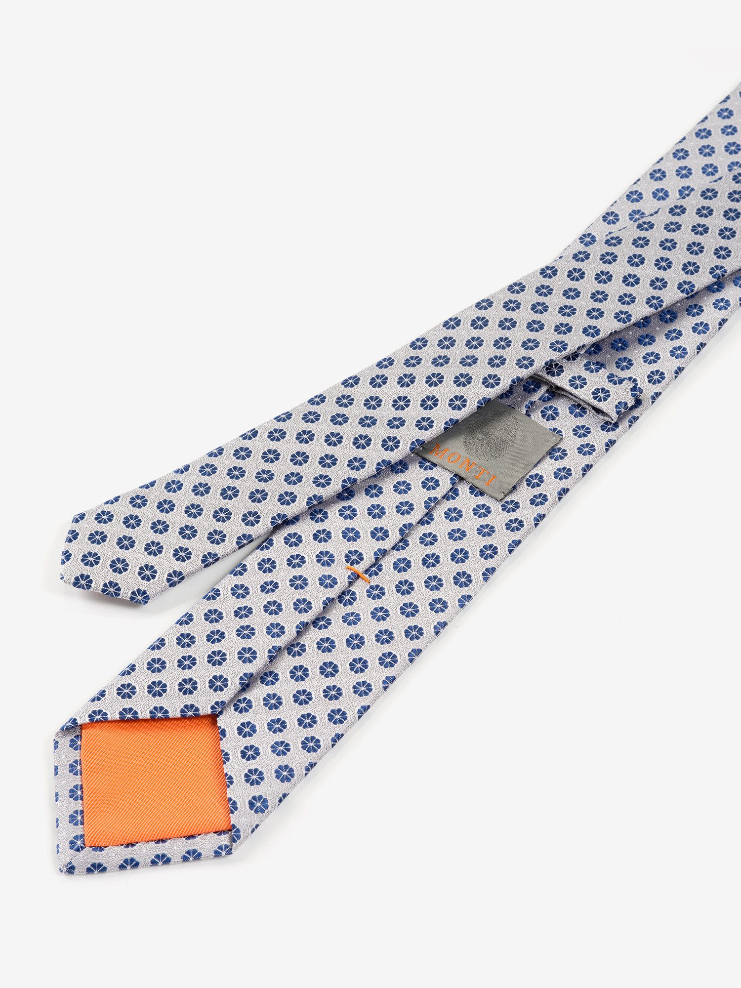 MONTI Stropdas gemaakt van pure zijde, met blauwe ornamenten, 6,5 cm breed (1 stuk)