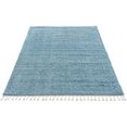 carpet city hoogpolig vloerkleed pulpy 100 met franje, woonkamer blauw