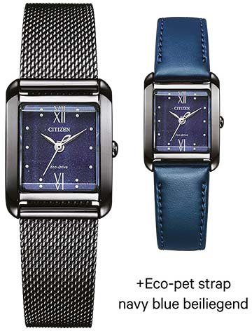 Citizen Solarhorloge Polshorloge, dameshorloge, roestvrijstalen armband, saffierglas (set, 2-delig, Met wisselband)