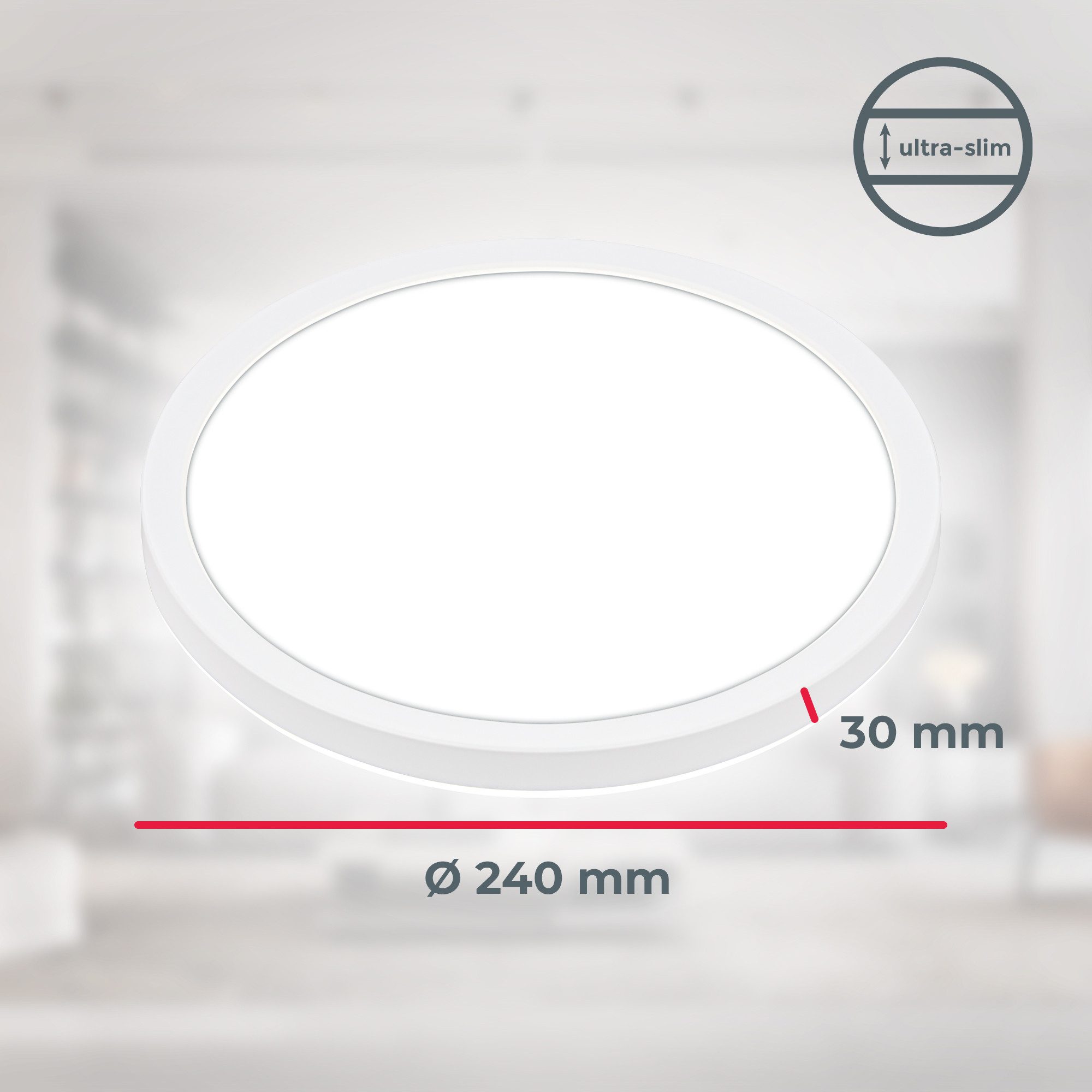 B.K.Licht Led-plafondlamp BKL1598 ultra dunne plafondlamp, LED paneel met backlight