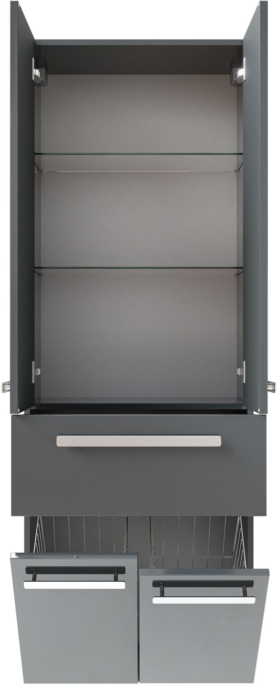 Saphir Hoge kast Serie 4005 badkamerkast 60 cm breed, met 2 deuren en 1 lade