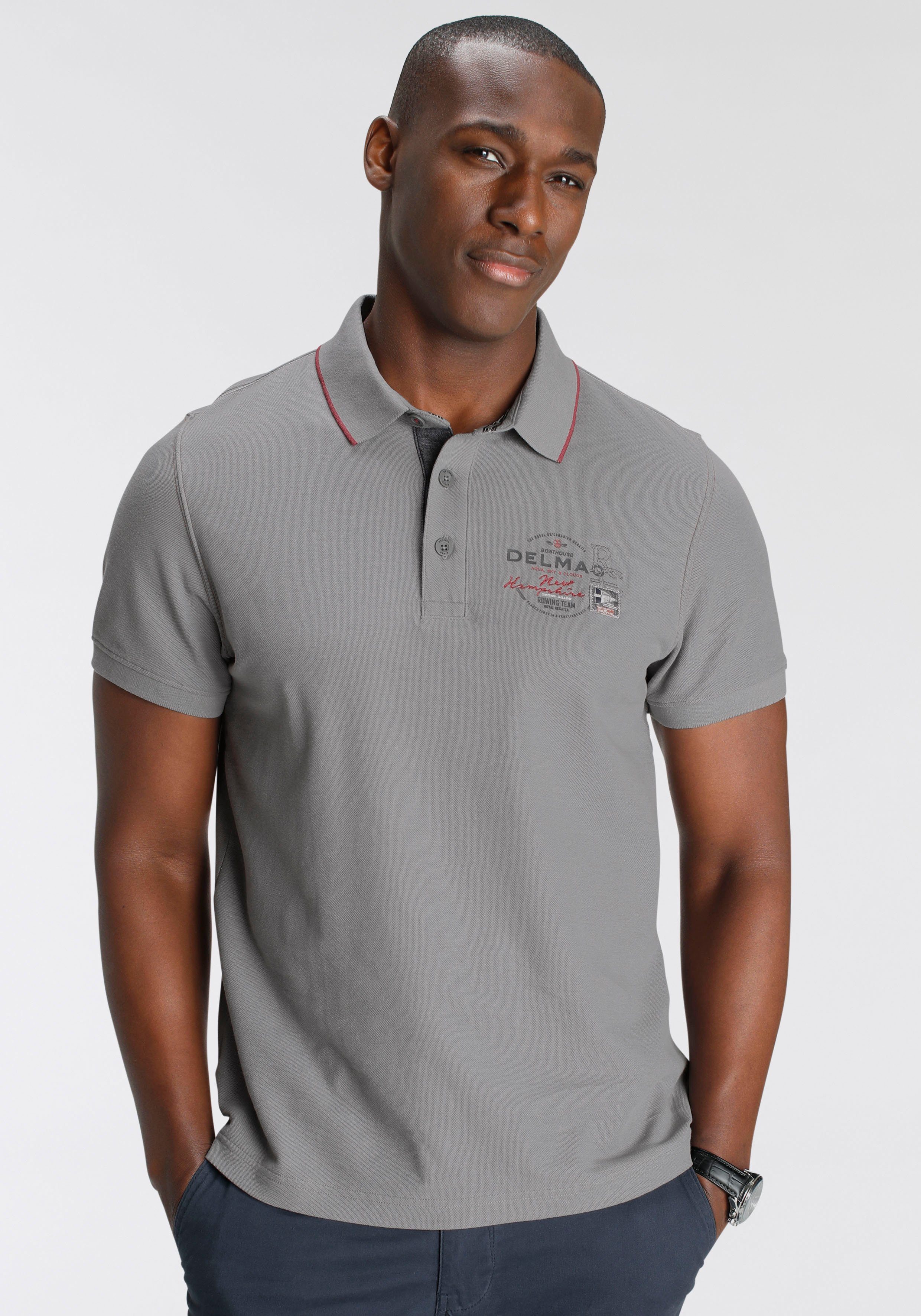 DELMAO Poloshirt Korte mouwen, met ribgebreide manchetten, polokraag