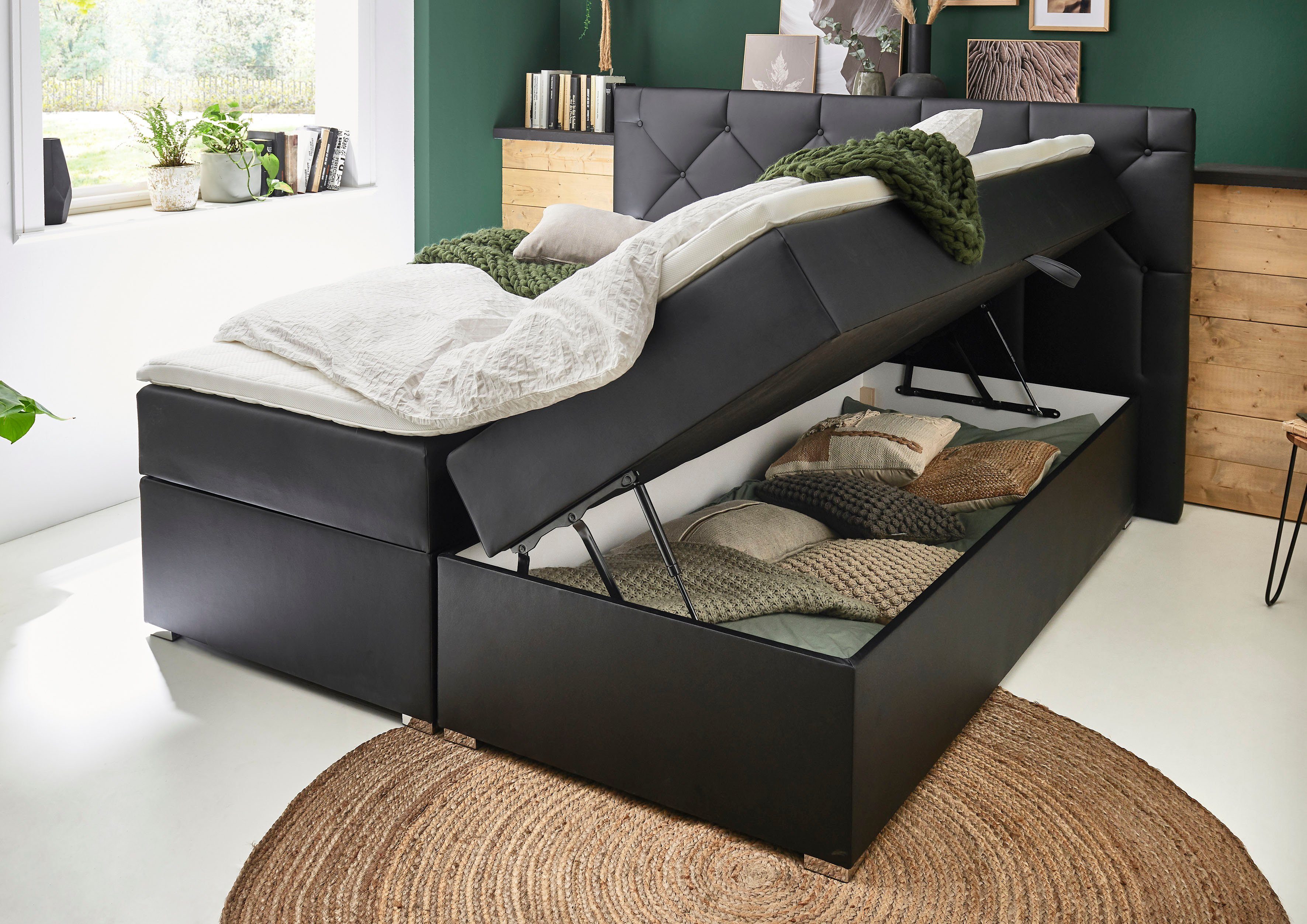 ATLANTIC home collection Boxspring Meike met xxl bedstee en topper