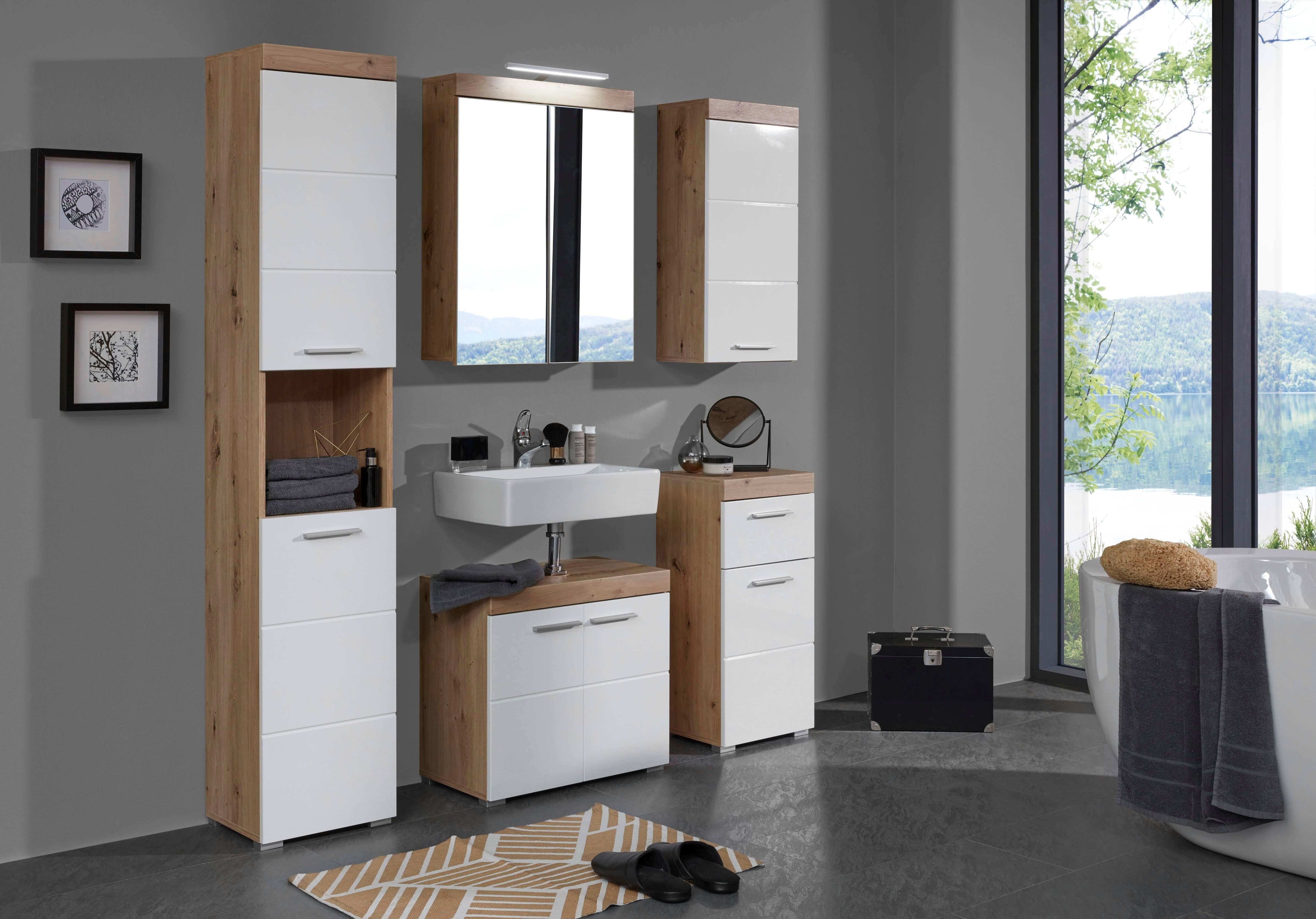 INOSIGN Hoge kast Avena Badkamer hoge kast met open vak, 2 deuren en 2 planken