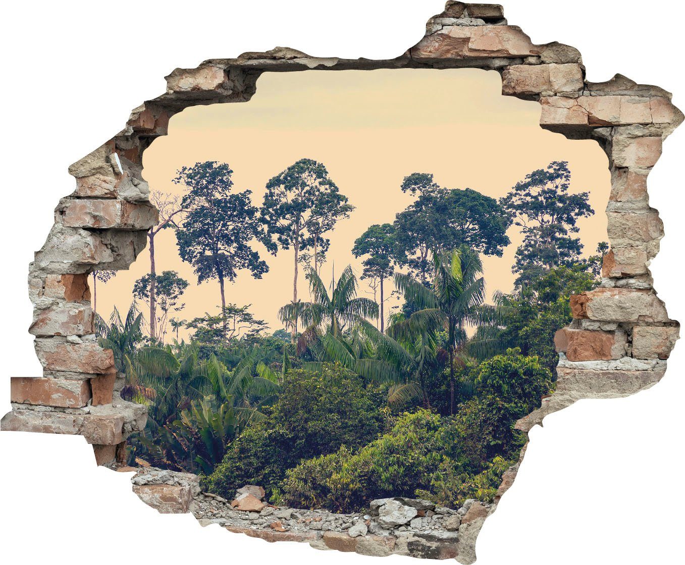 queence Wandfolie Regenwoud Muursticker, muurdecoratie, zelfklevend, 3D, muurdurchbraak (1 stuk) wandstickers groen