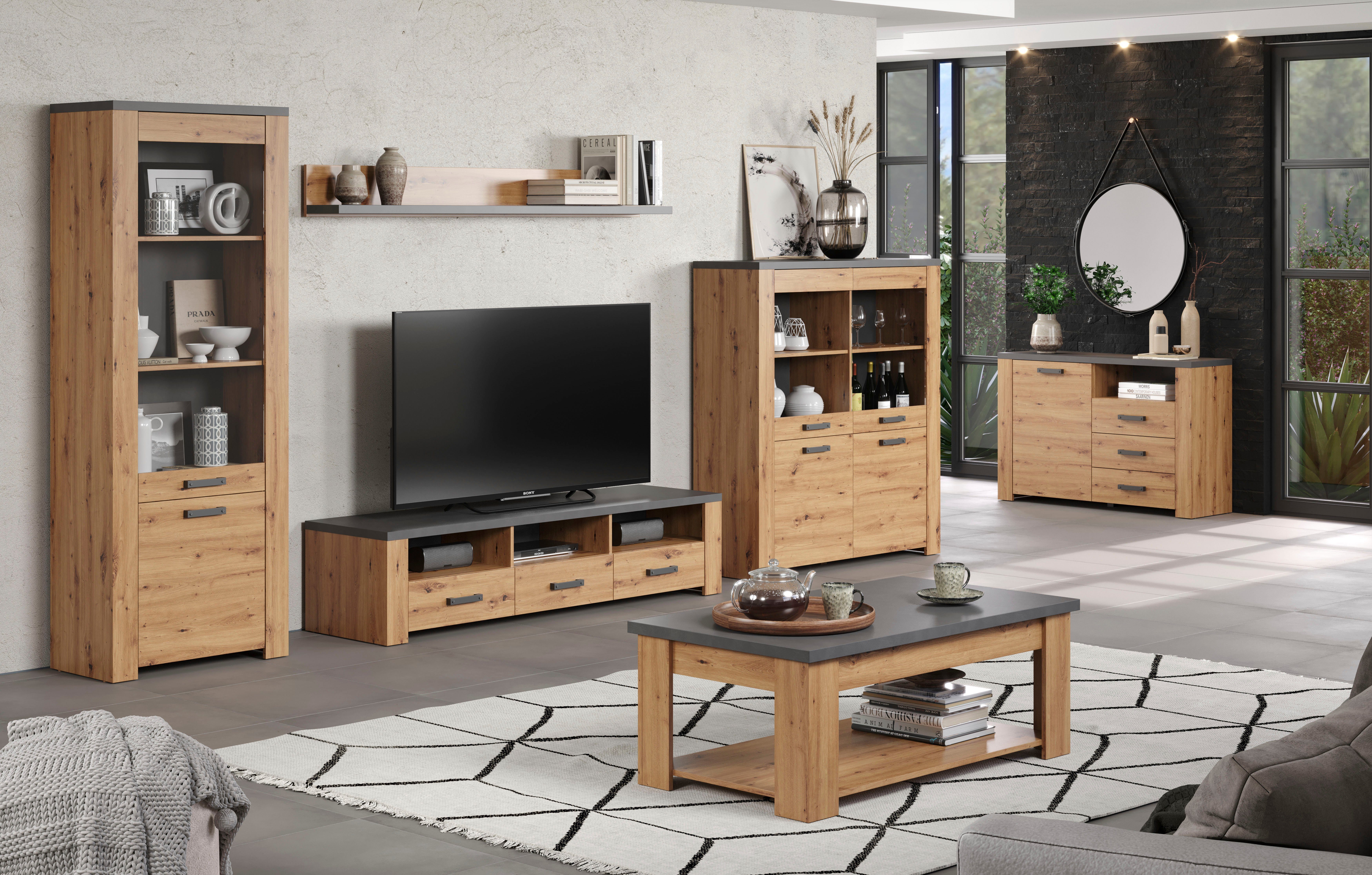 Home affaire Salontafel Ambres rechthoekige salontafel met plank - afmetingen (b/d/h) 120/67/46 cm (1 stuk)