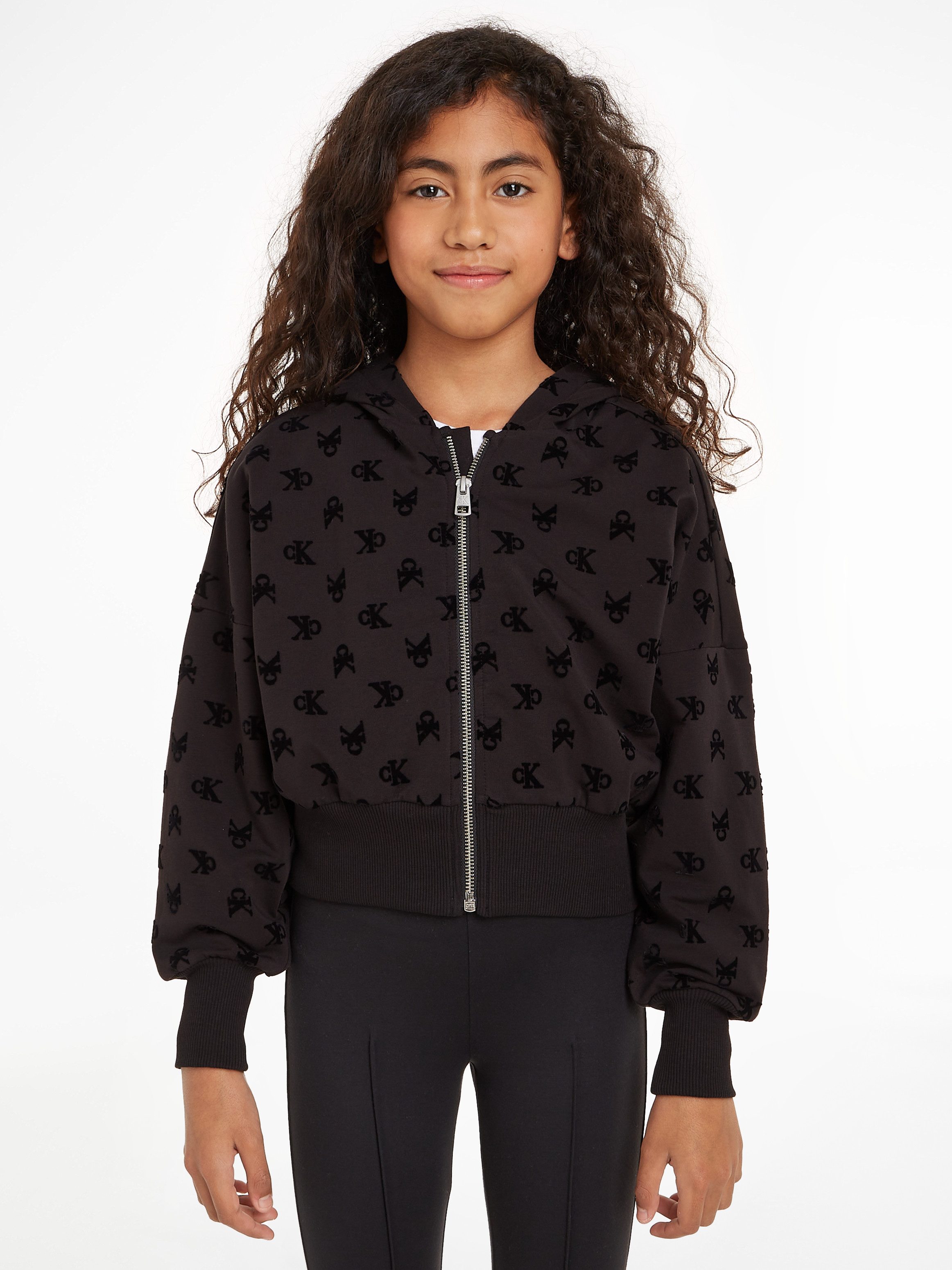 Calvin Klein Sweatvest MONOGRAM AOP ZIP THROUGH voor kinderen tot 16 jaar met logo-opdruk