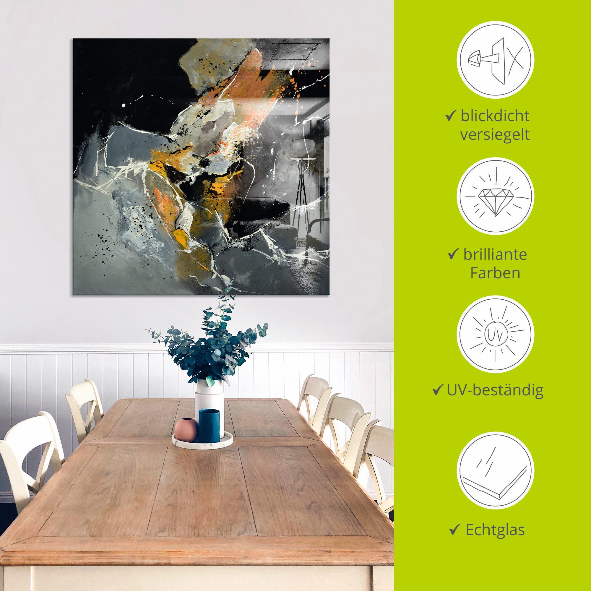 Artland Print op glas Abstract XV in verschillende maten