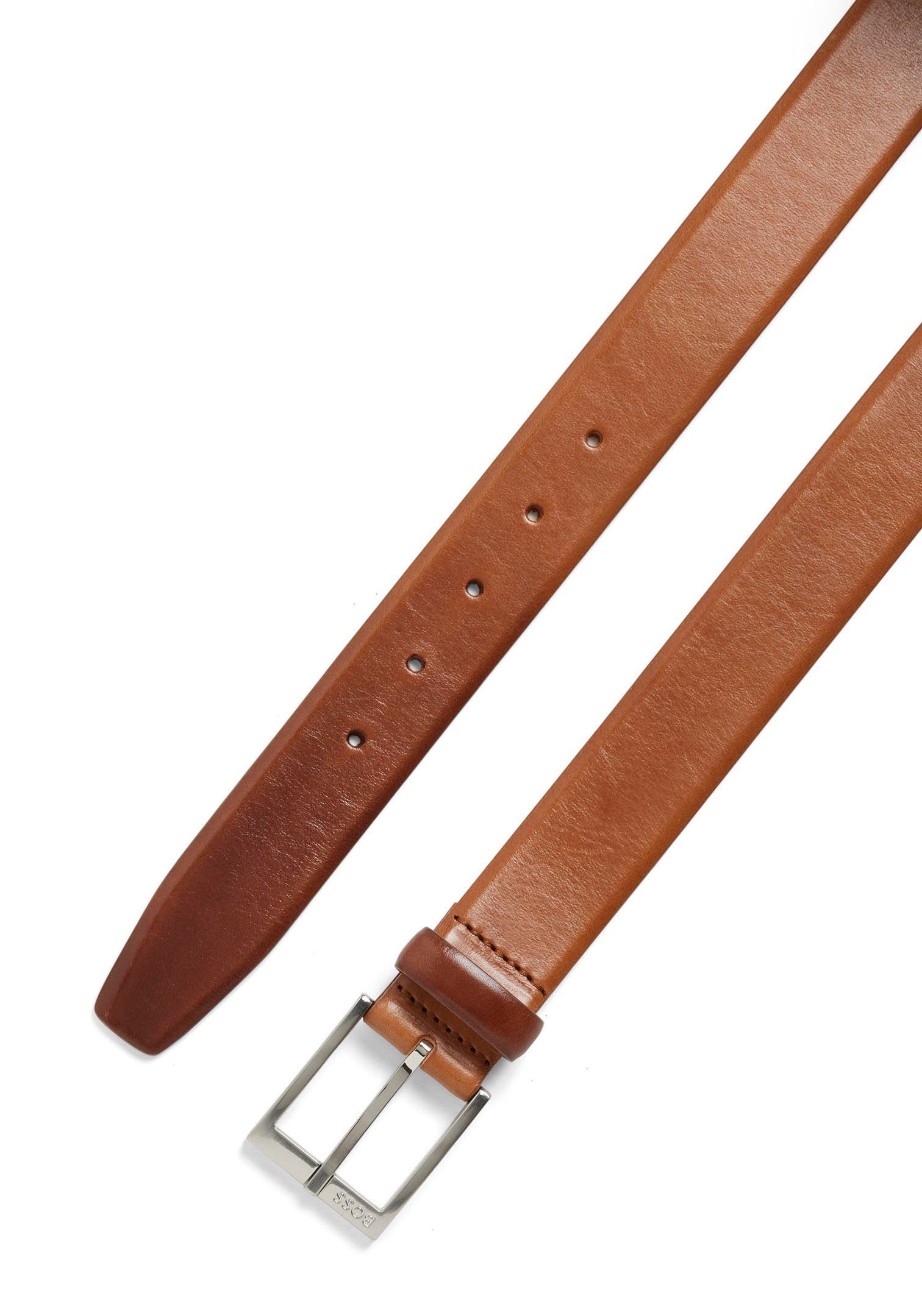 Boss Leren riem met vierkante sluiting en gegraveerd logo