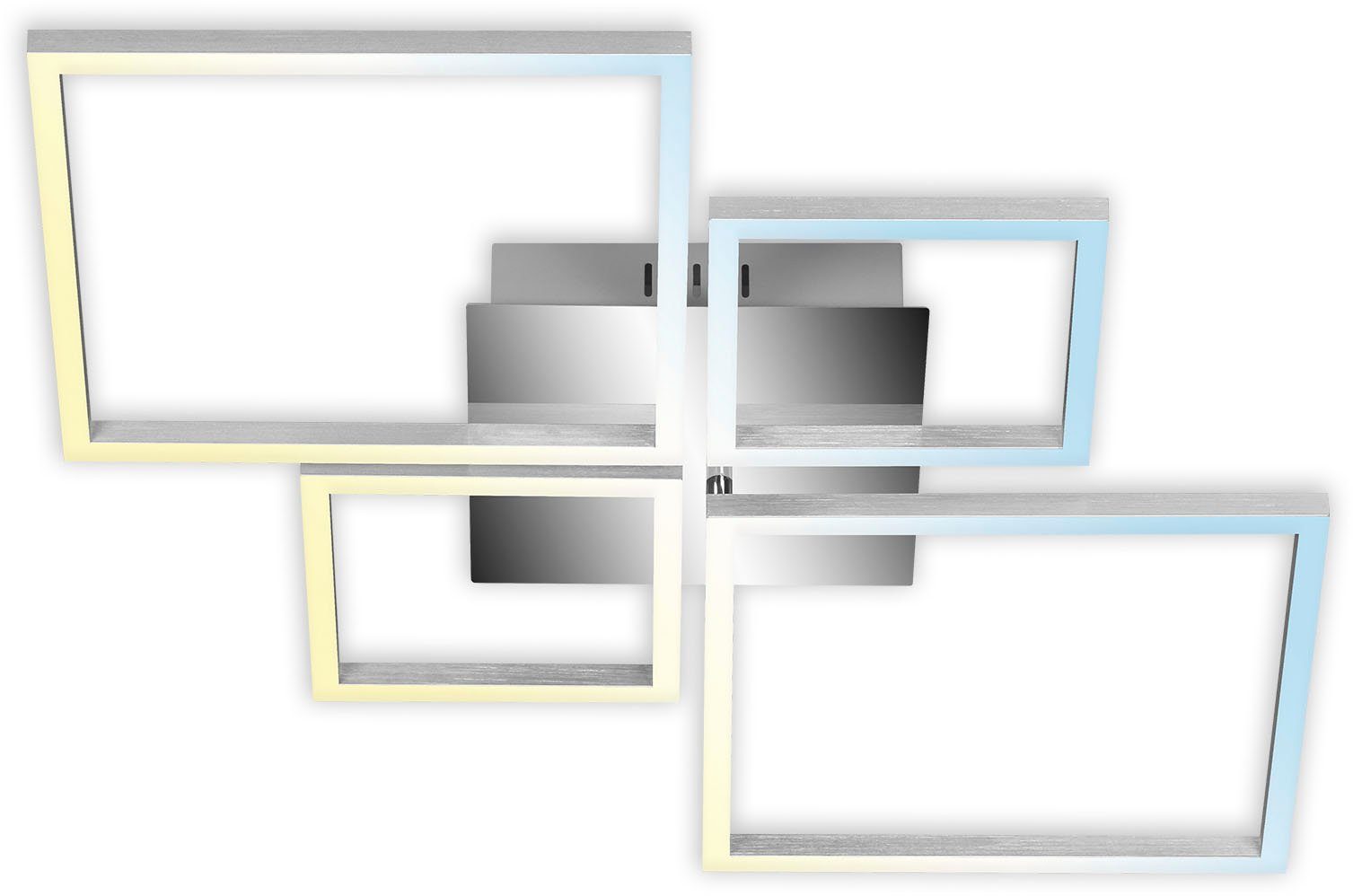 Briloner Leuchten Led-plafondlamp 3093018 FRAME Plafondlamp, 75x46,7x7,5cm, Chroom-Alu, Woonkamer, Slaapkamer