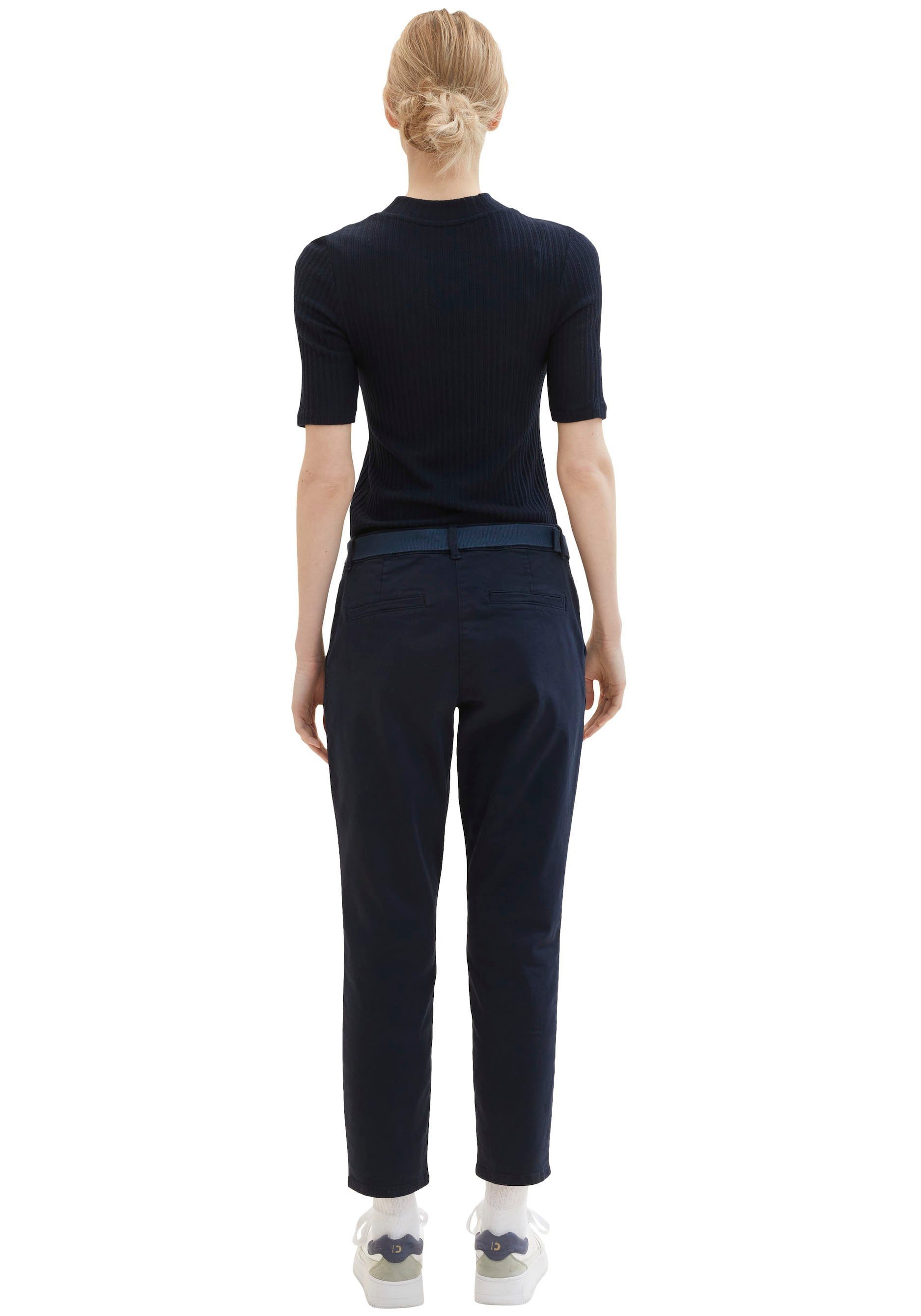Tom Tailor 7/8-broek met riem en half verborgen knoopsluiting (set, 2-delig, Inclusief ceintuur)