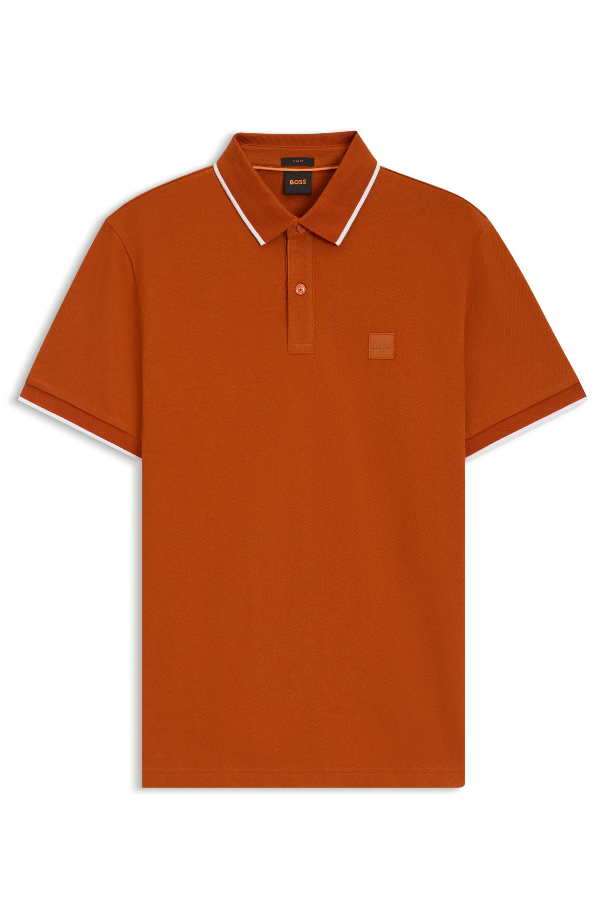 Boss Orange Poloshirt Passertip met boss badge